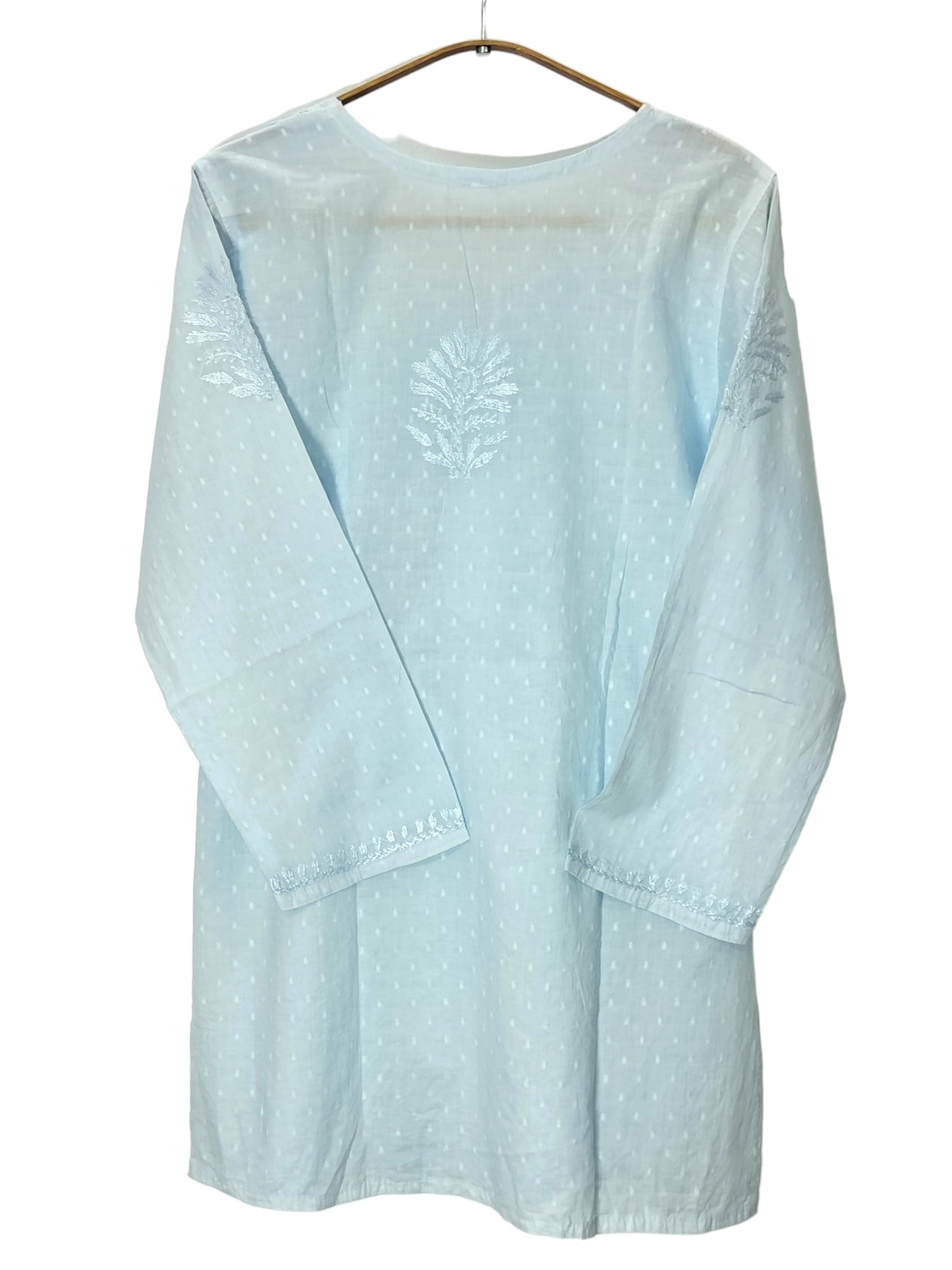 PASTEL BLUE DOBBY COTTON SHORT KURTA