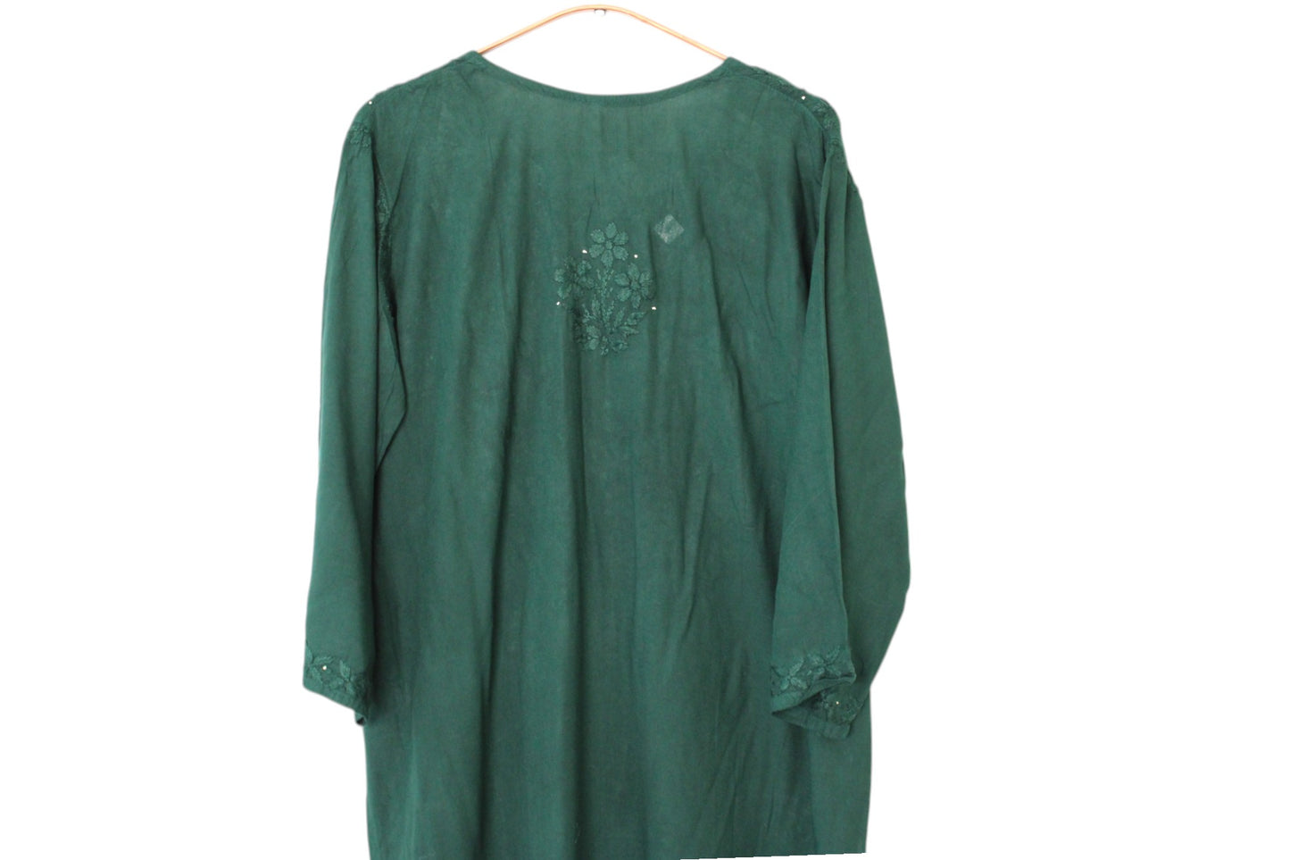 GREEN RAYON MUKAISH LONG KURTA