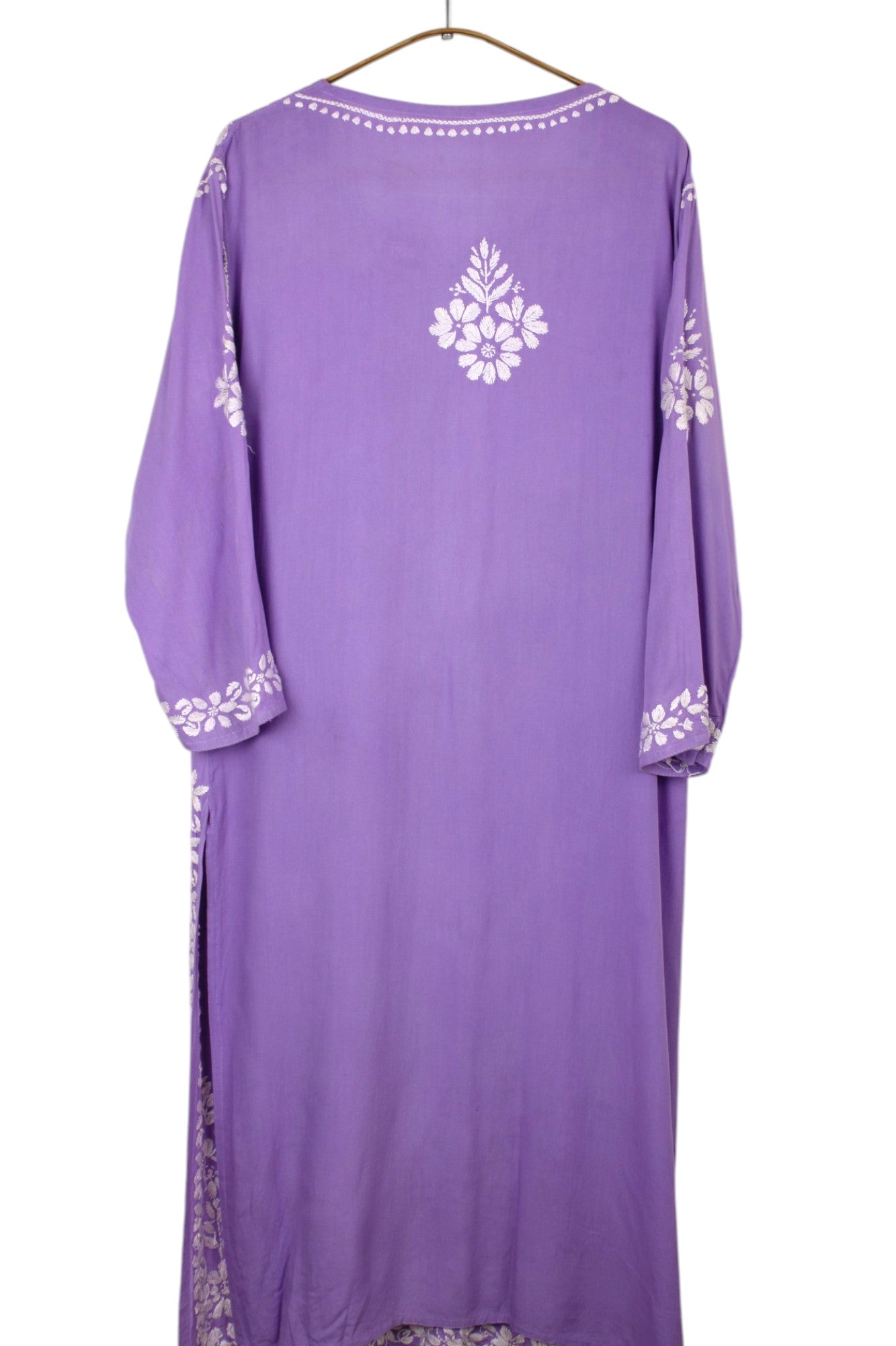 LAVENDER LONG RAYON CHIKANKARI KURTA