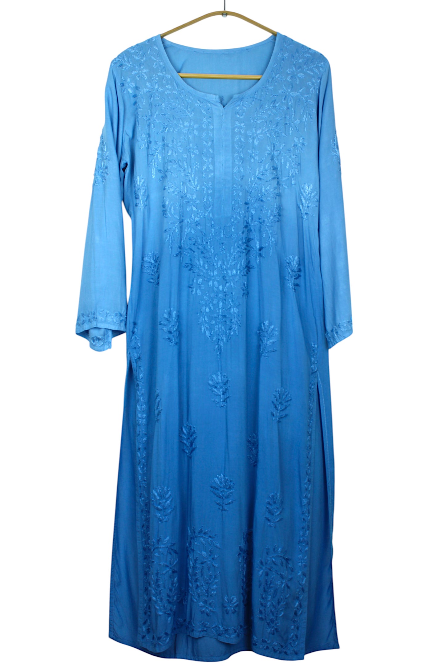 HUDA BLUE DUAL SHADE MODAL LONG KURTA