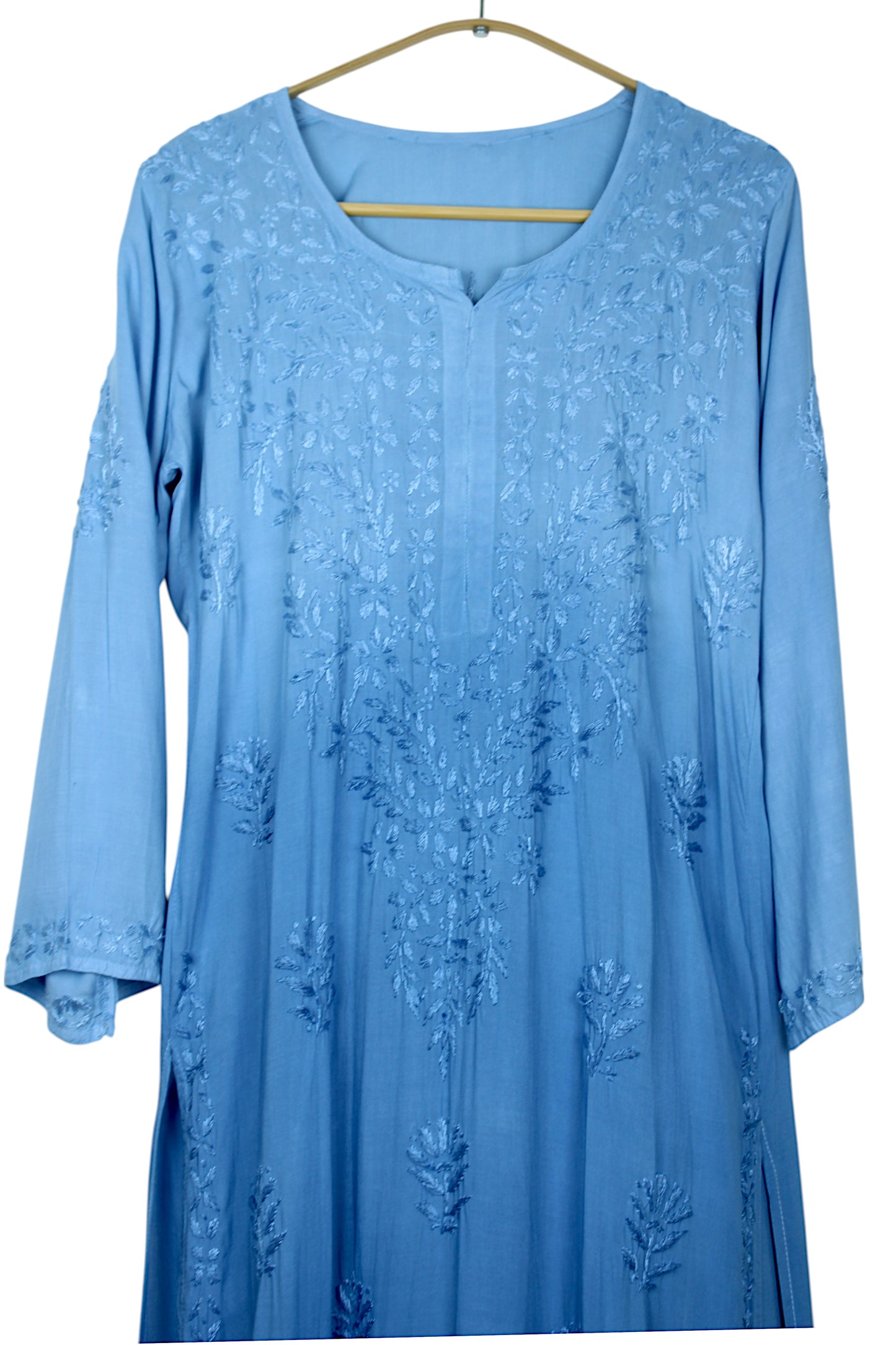 HUDA BLUE DUAL SHADE MODAL LONG KURTA