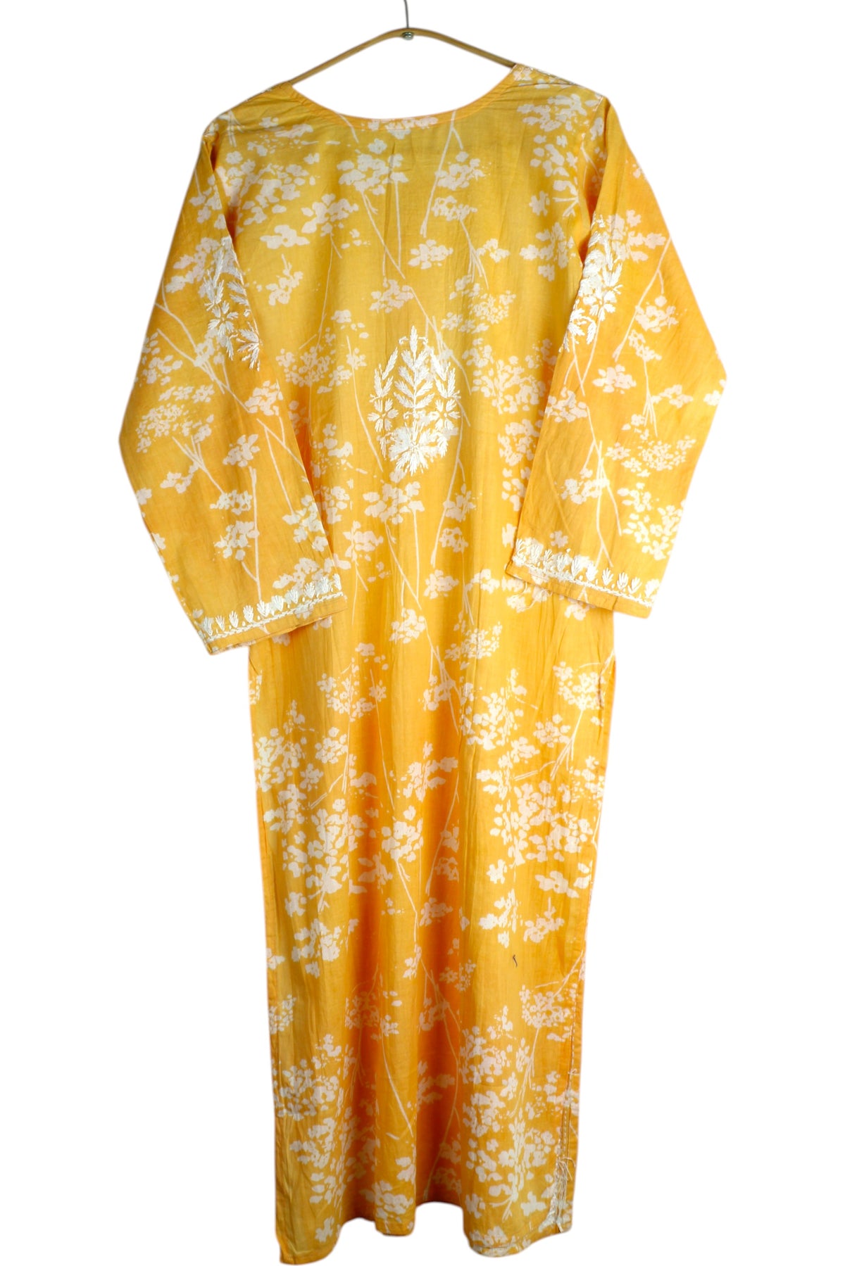 HUBA LIGHT ORANGE MULMUL PRINTED LONG KURTA