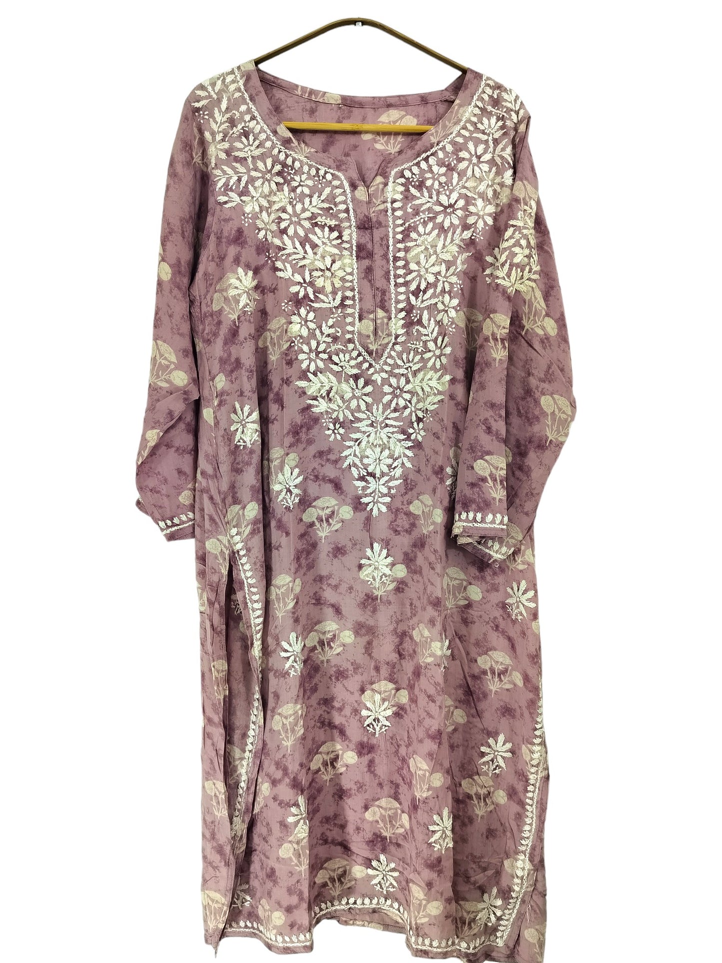 DUSTY MAUVE MODAL PRINTED LONG KURTA