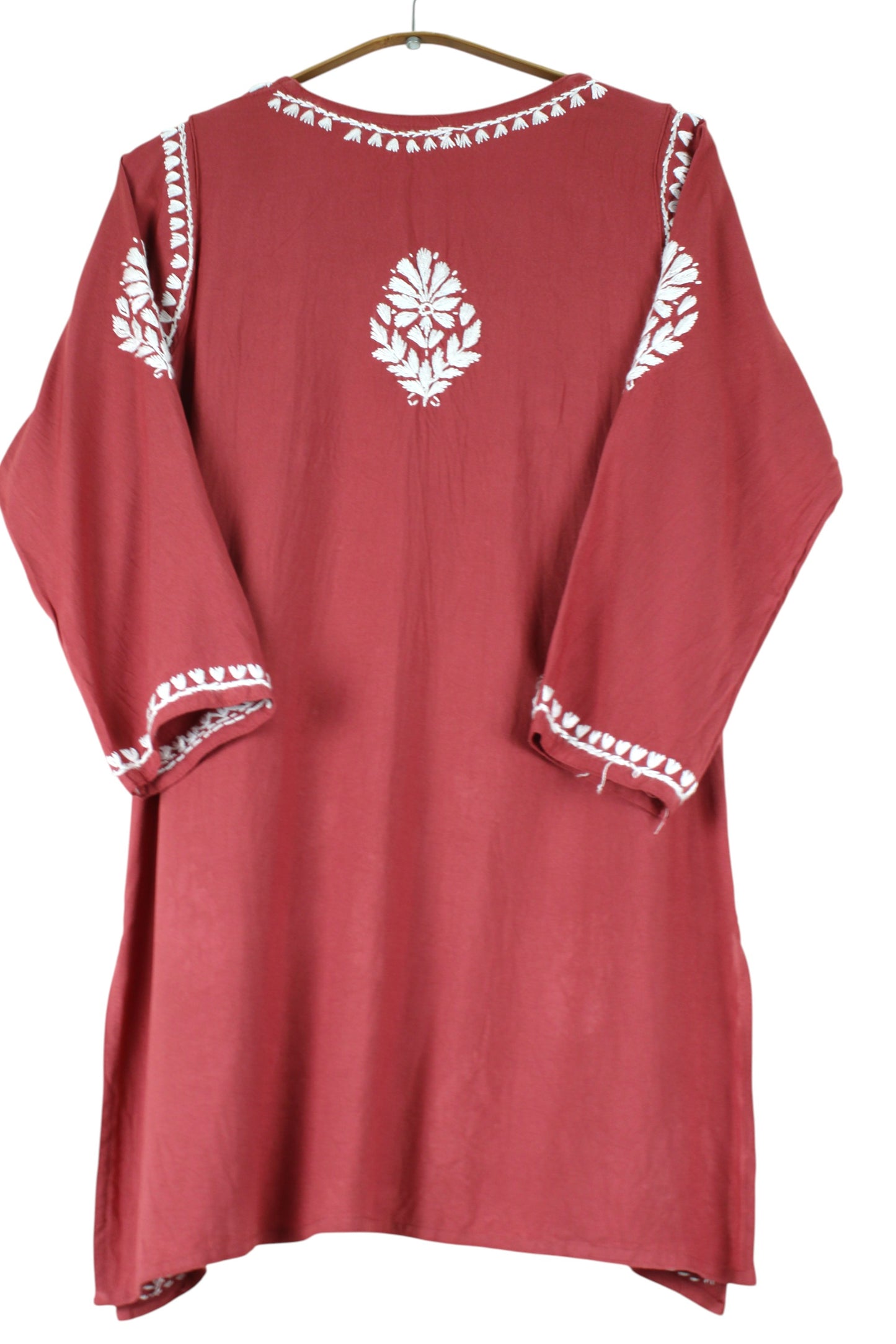 AMAYA REDDISH BROWN RAYON SHORT KURTA