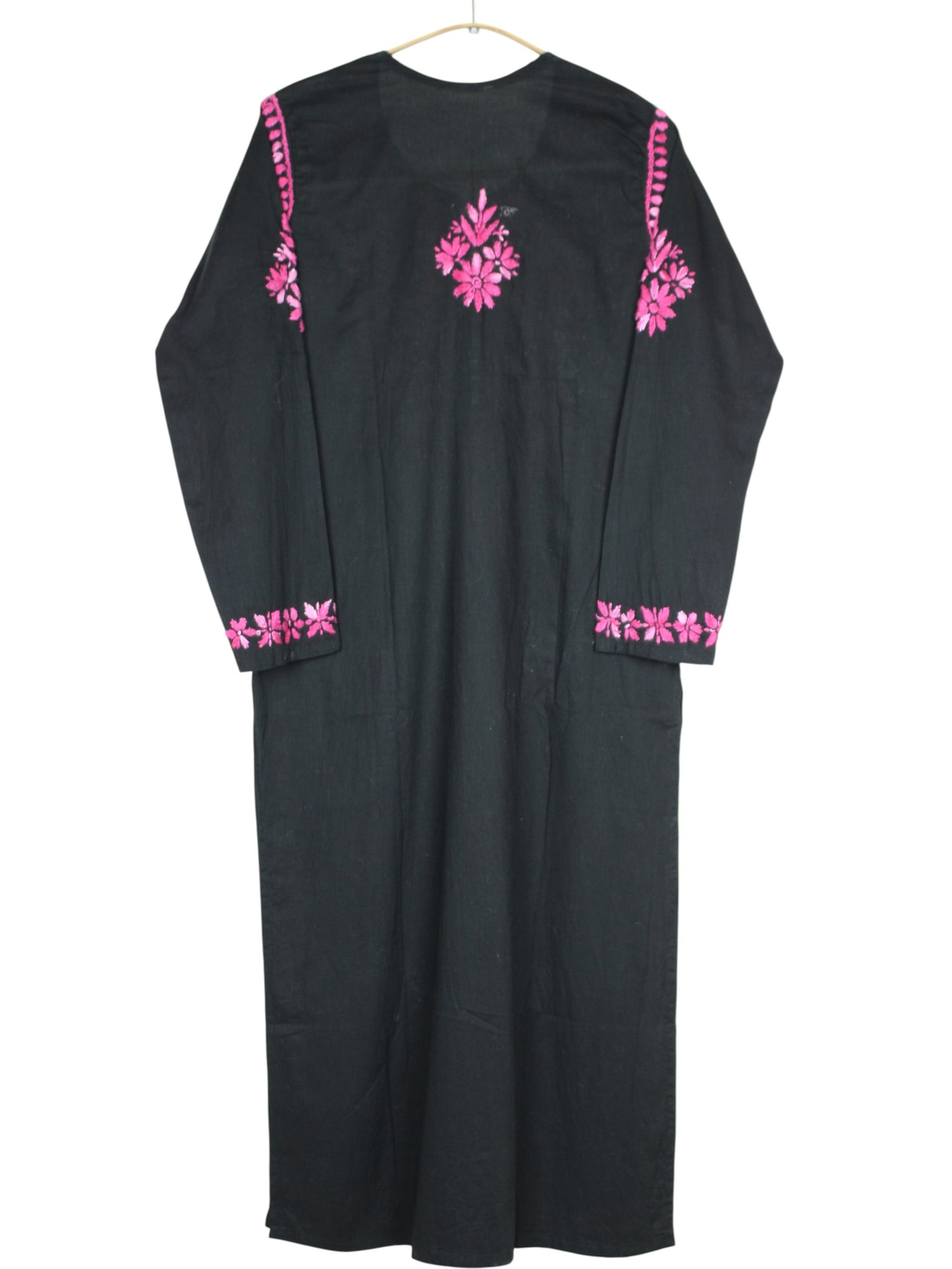 MIRA COTTON LONG KURTA - BLACK & PINK
