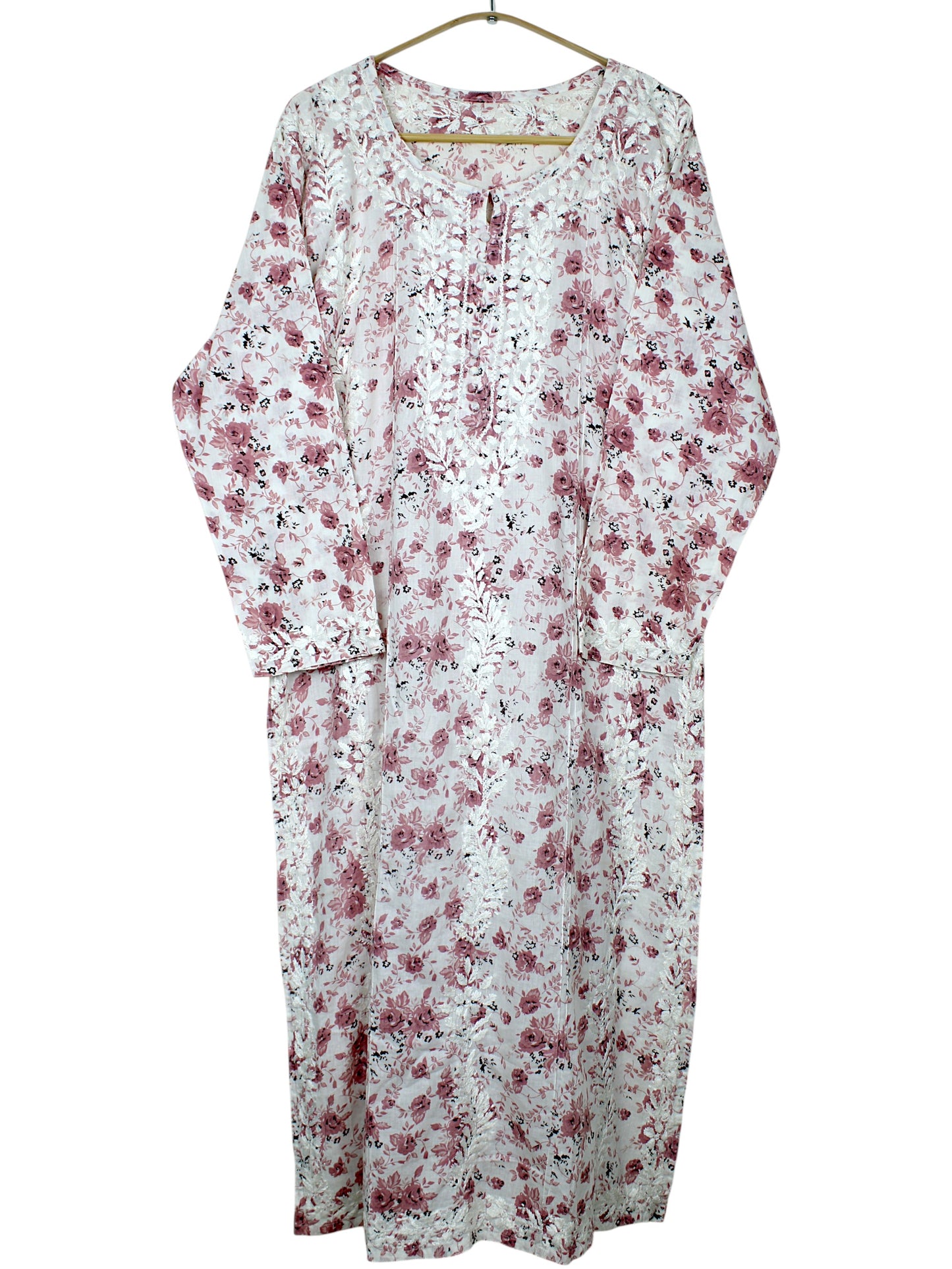 GULZAR PINK LONG MULMUL KURTA WITH PANT SET