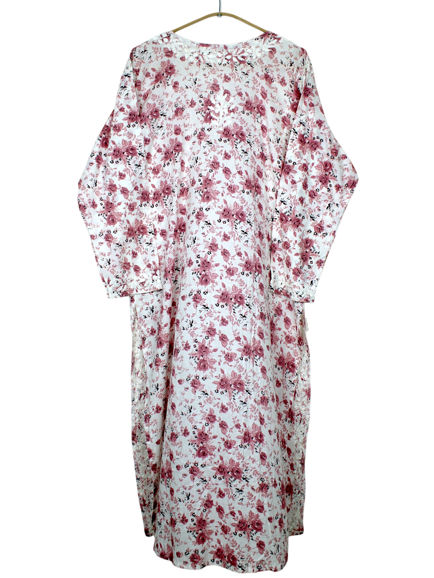 GULZAR PINK LONG MULMUL KURTA WITH PANT SET