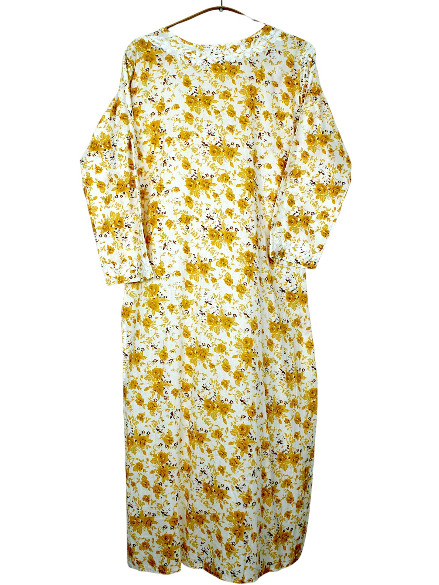 GULZAR YELLOW LONG MULMUL KURTA WITH PANT SET