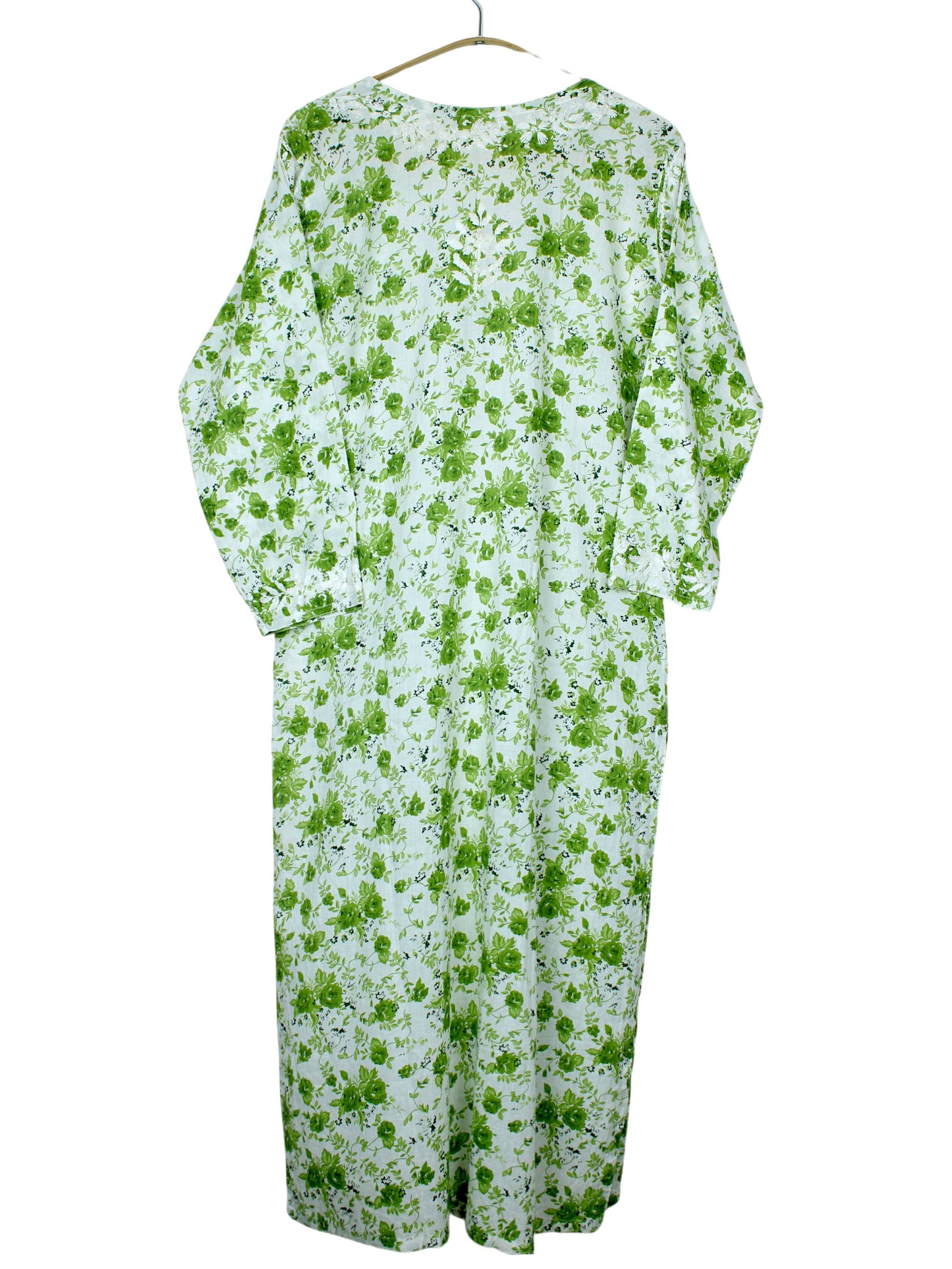 GULZAR GREEN LONG MULMUL KURTA WITH PANT SET