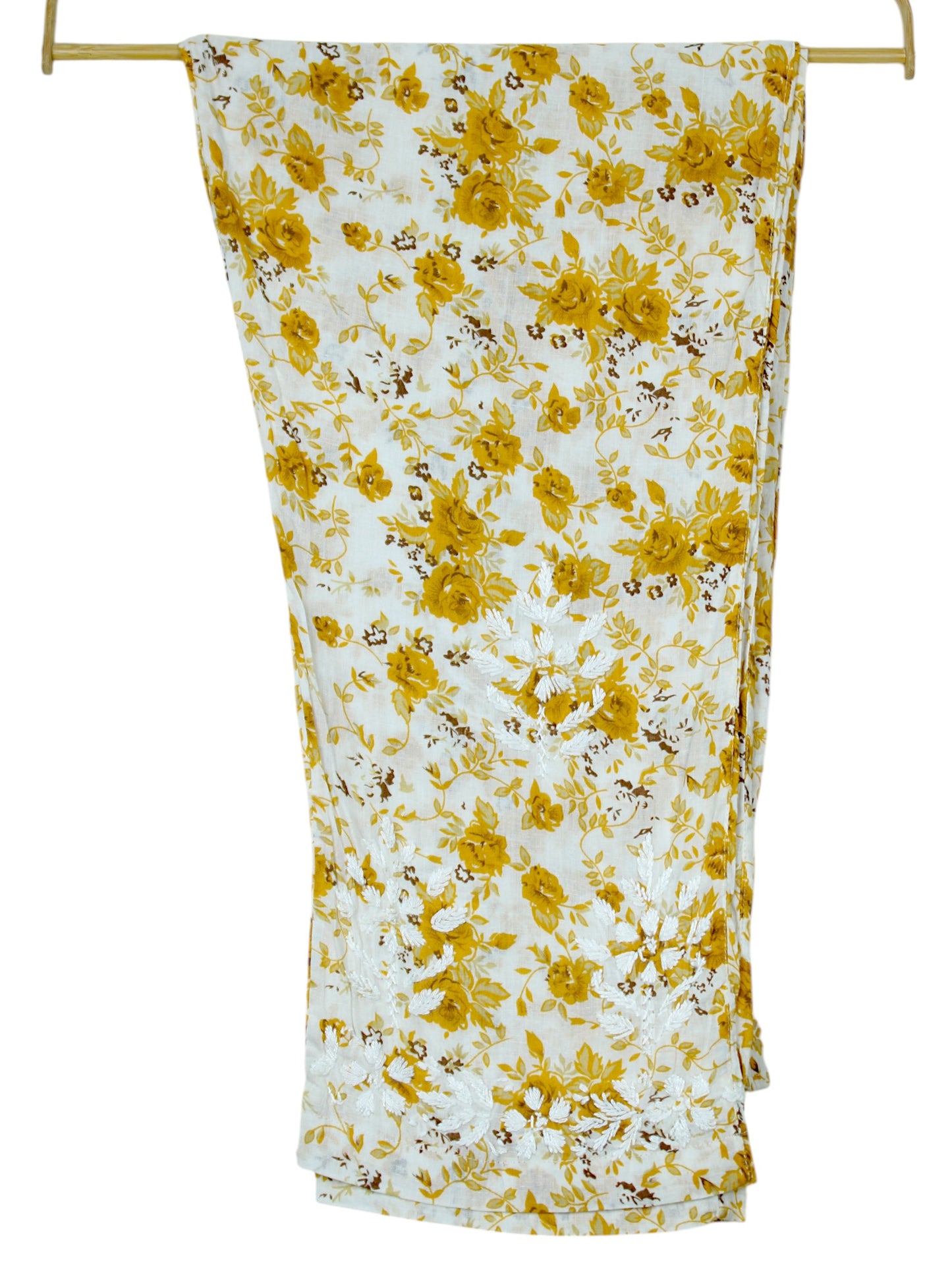 GULZAR YELLOW LONG MULMUL KURTA WITH PANT SET