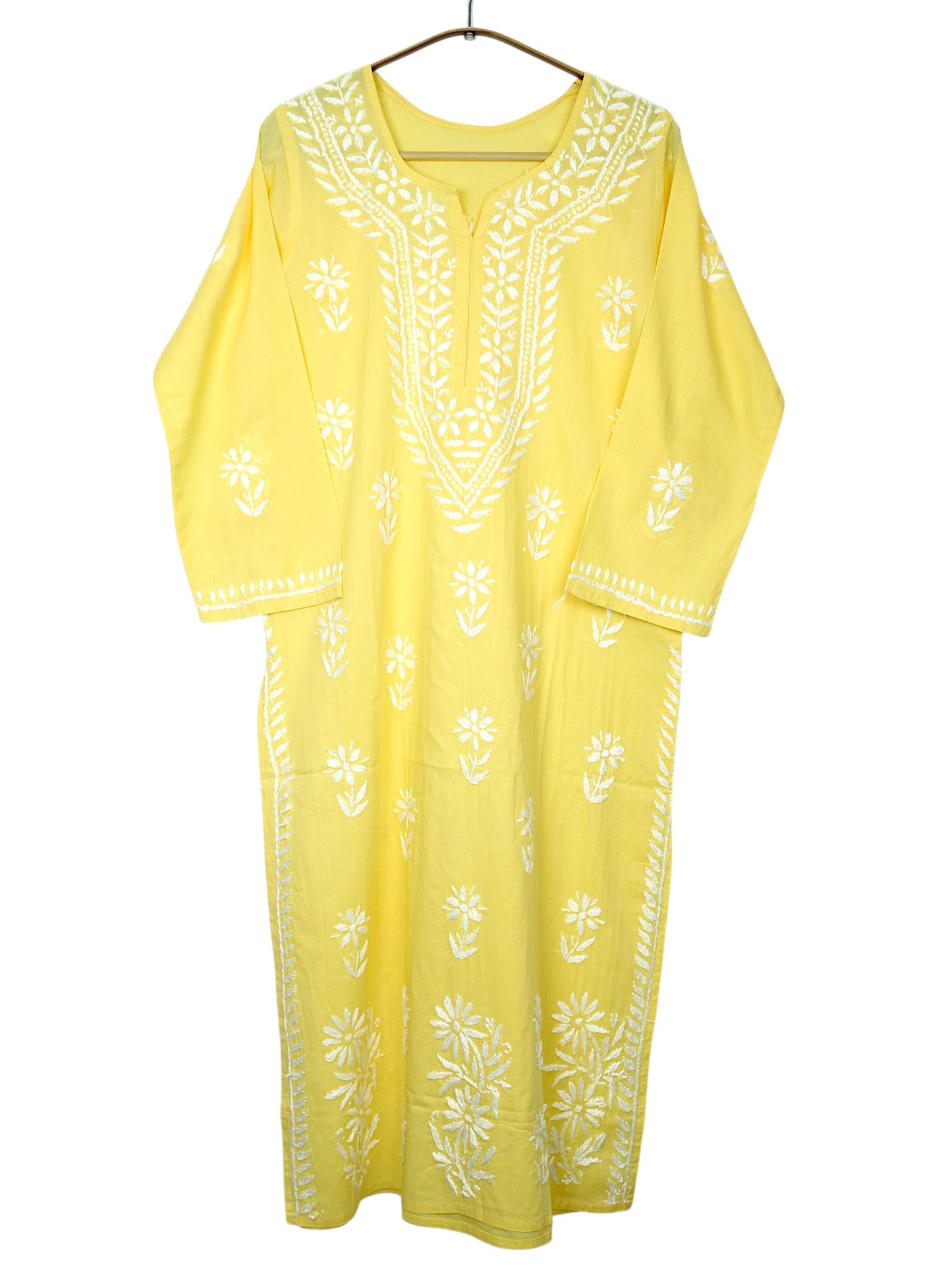 ZAINAB YELLOW COTTON LONG KURTA