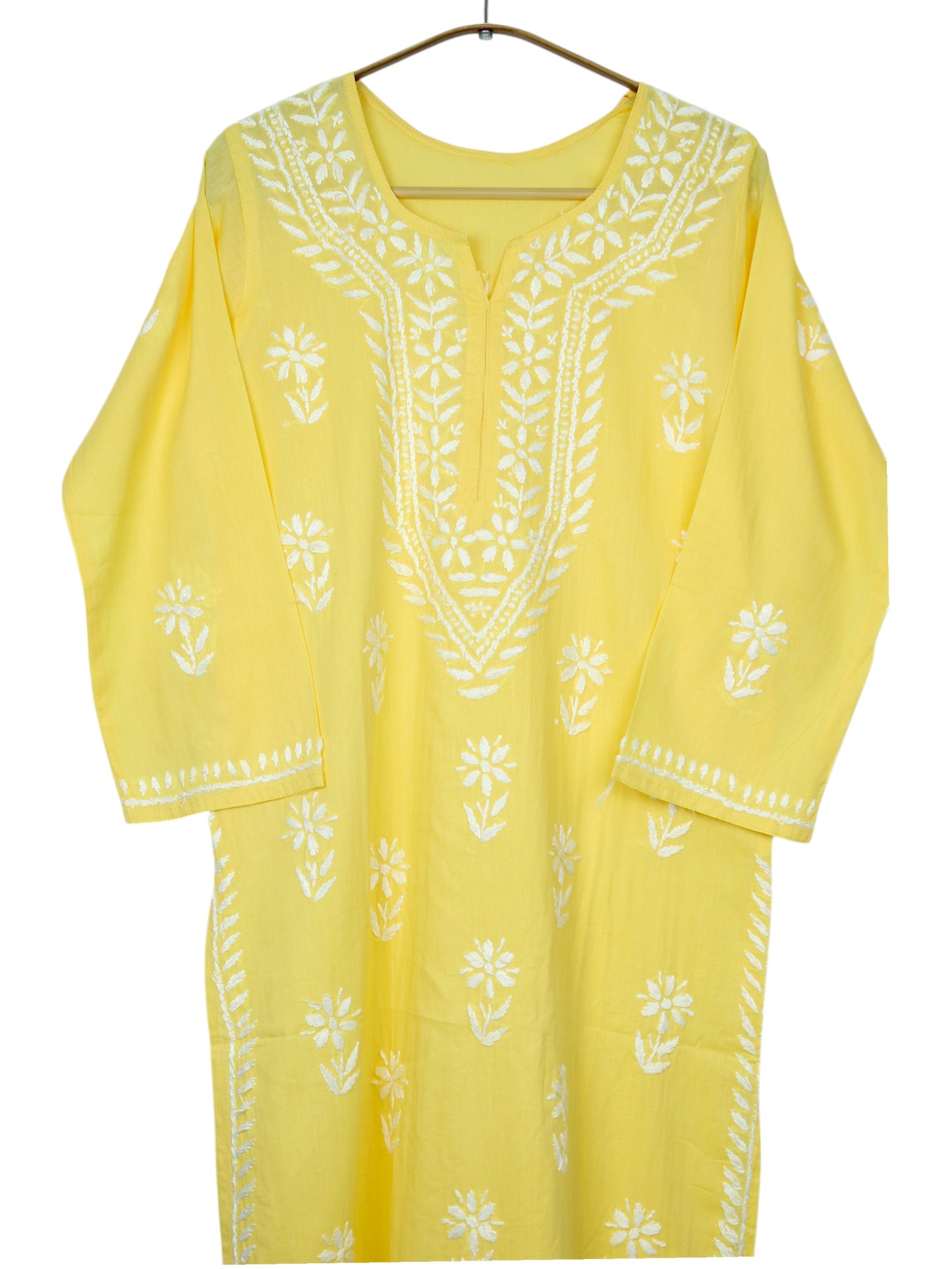 ZAINAB YELLOW COTTON LONG KURTA