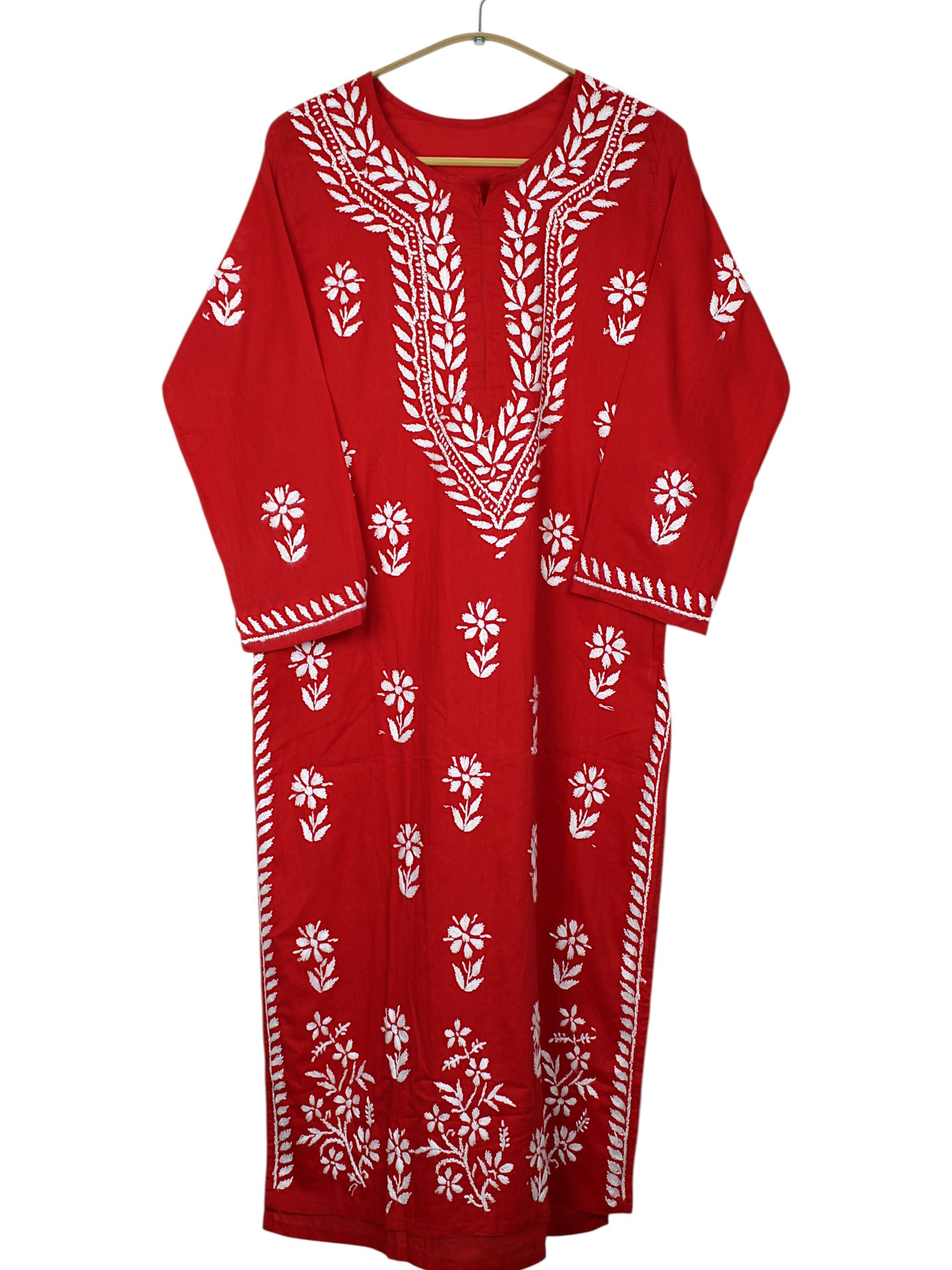 ZAINAB RED COTTON LONG KURTA