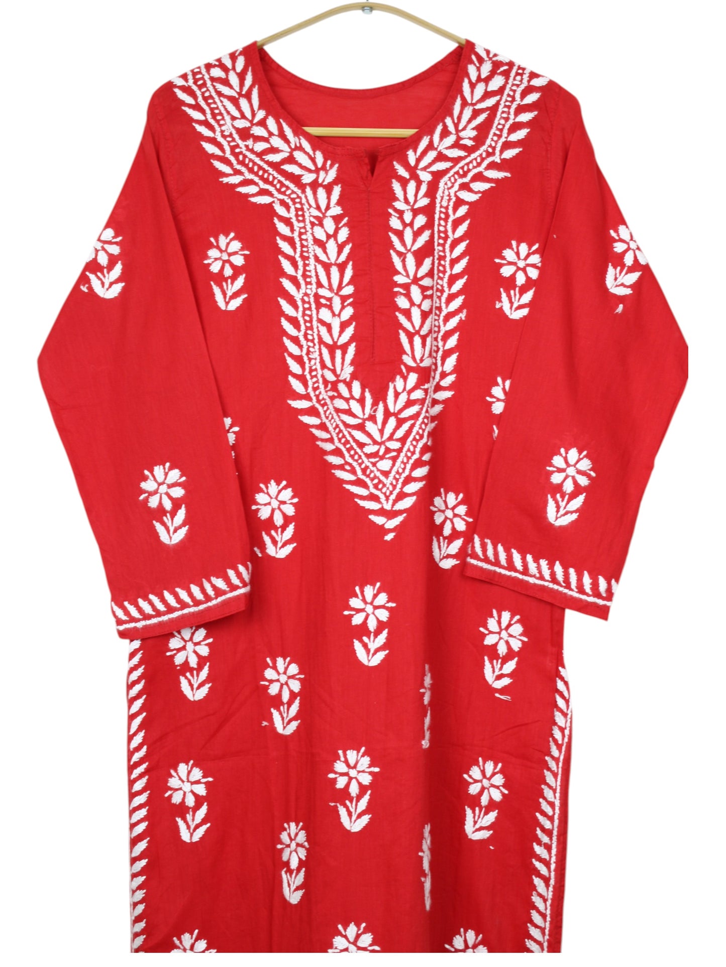 ZAINAB RED COTTON LONG KURTA