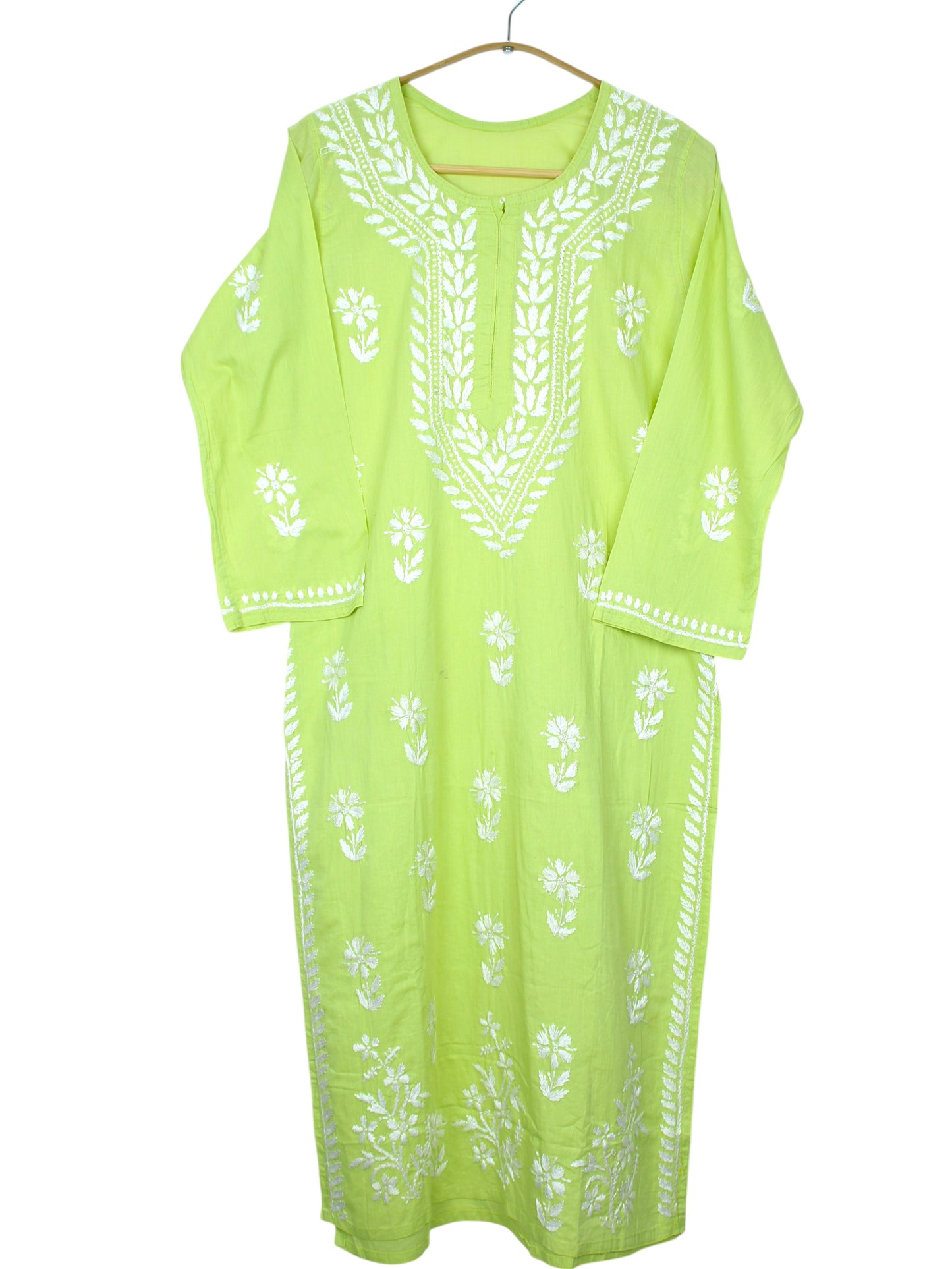 ZAINAB LIME GREEN COTTON LONG KURTA