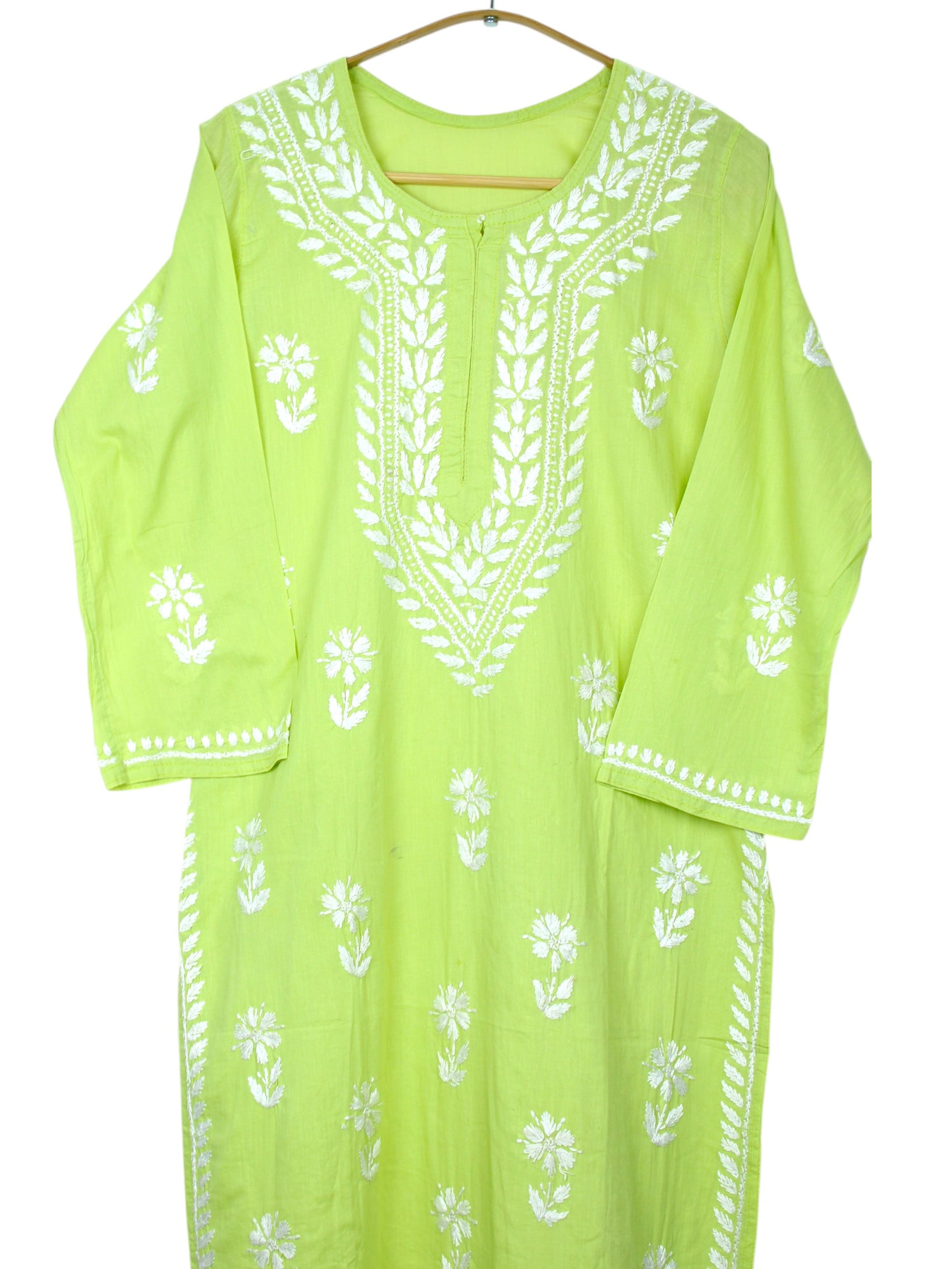 ZAINAB LIME GREEN COTTON LONG KURTA