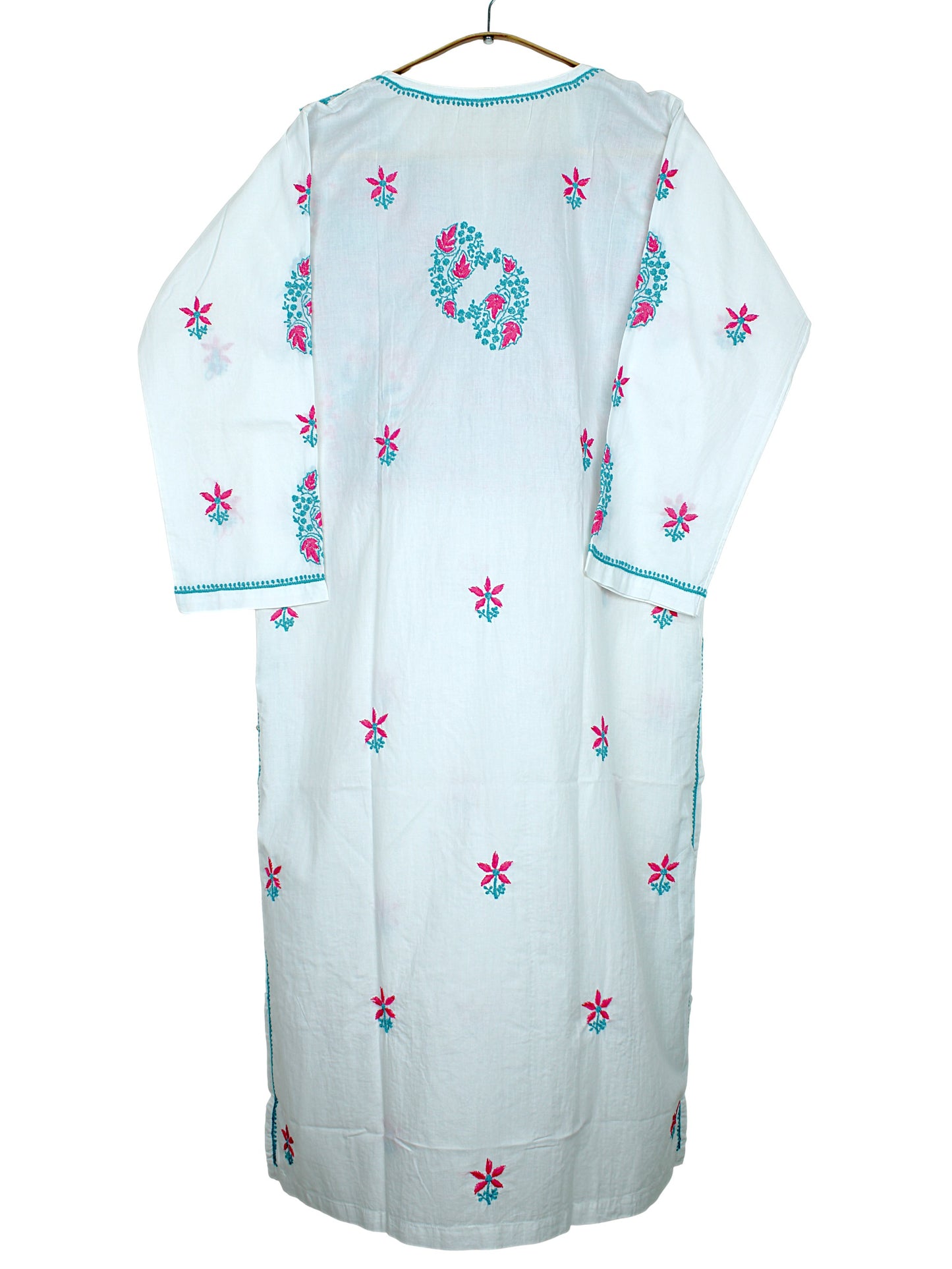 ZULEIKA PREMIUM COTTON LONG KURTA - GREEN & PINK