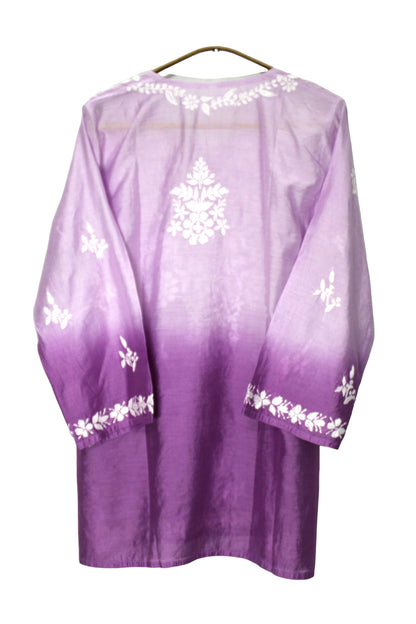 PURPLE CHANDERI SILK DUAL SHADE SHORT KURTA