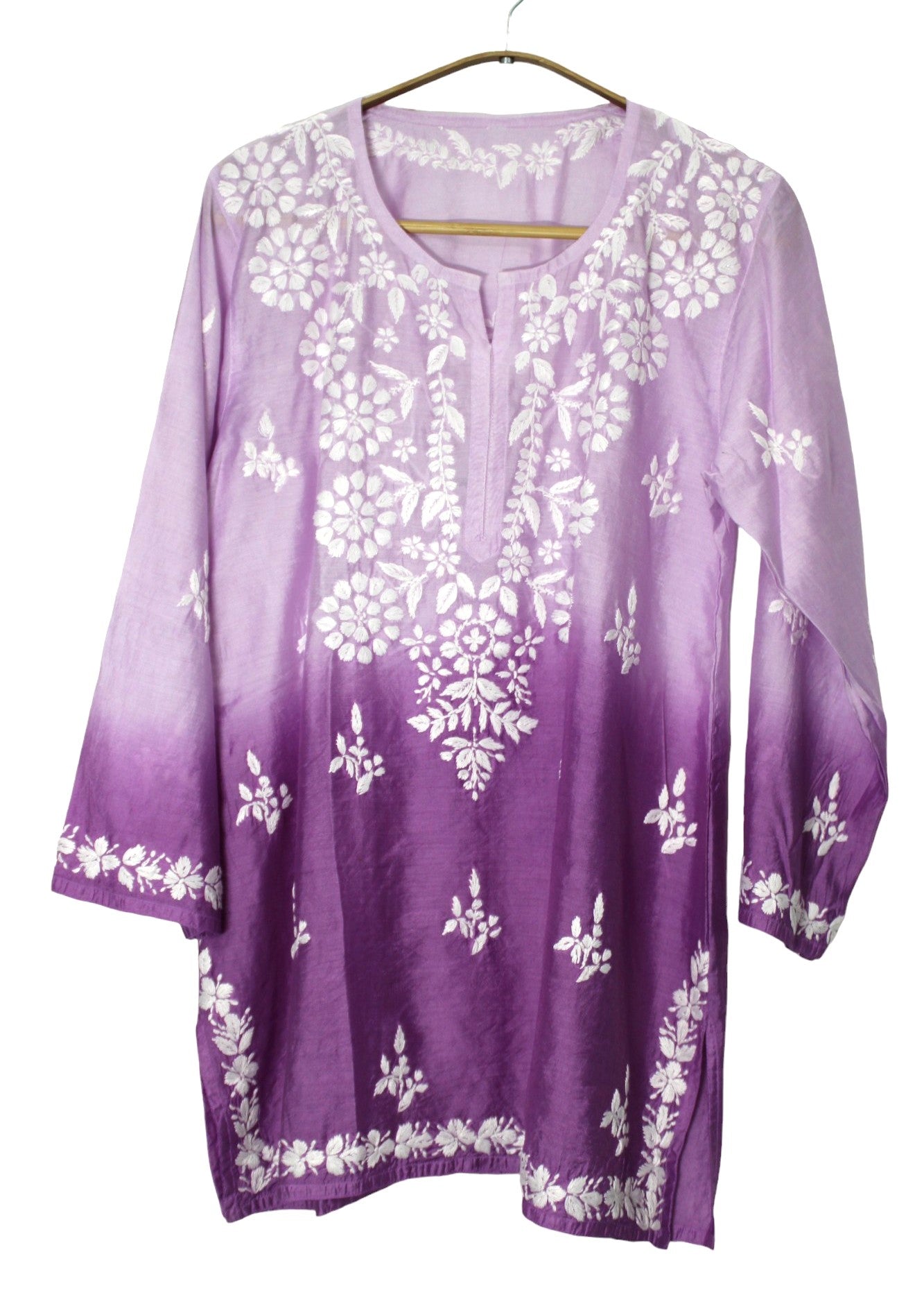 PURPLE CHANDERI SILK DUAL SHADE SHORT KURTA
