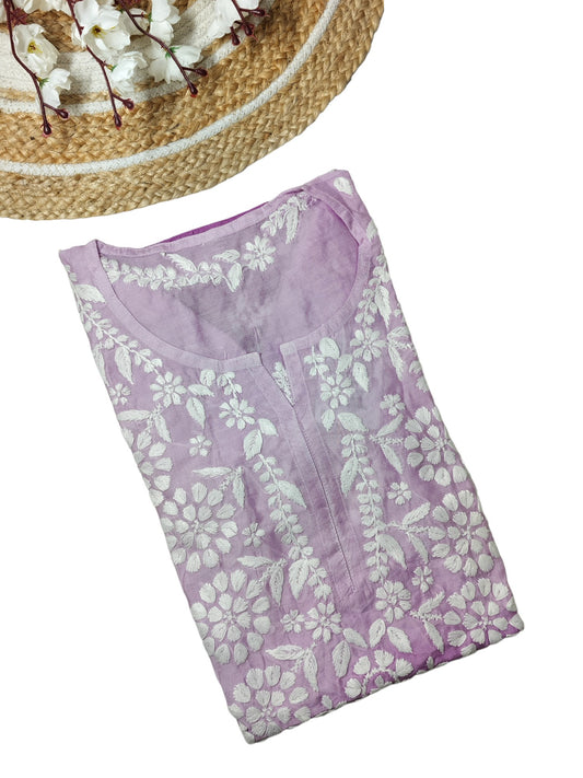 PURPLE CHANDERI SILK DUAL SHADE SHORT KURTA
