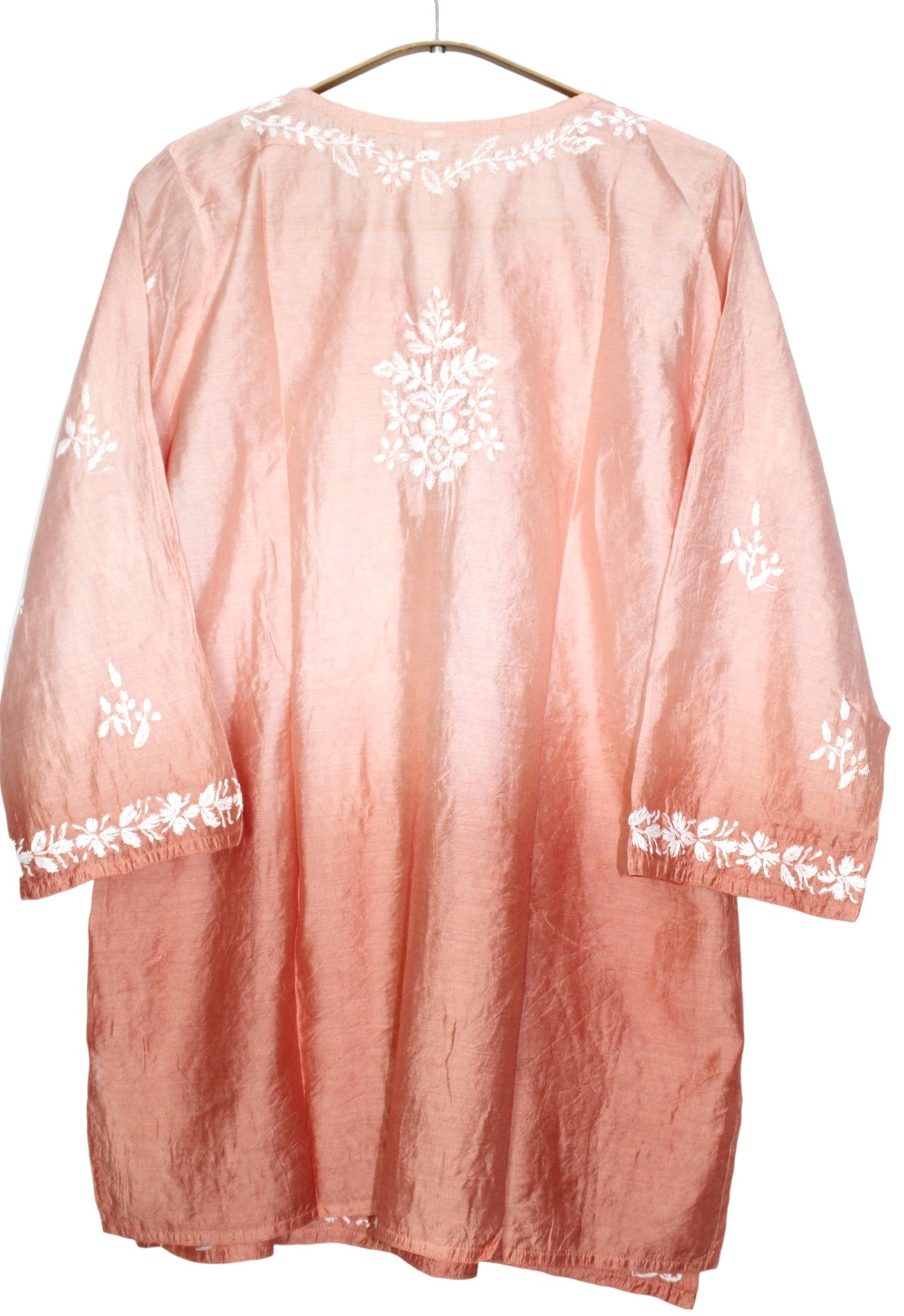 ORANGE CHANDERI SILK DUAL SHADE SHORT KURTA