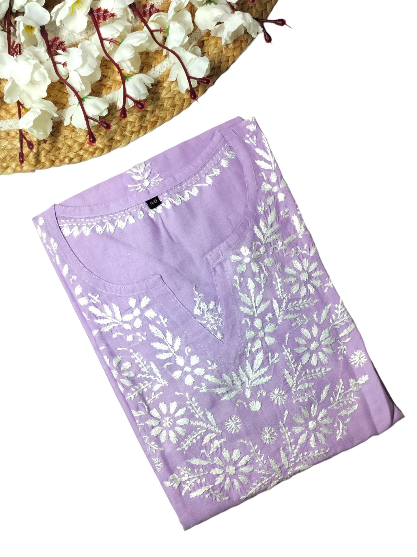 LAVENDER FINE SOFT COTTON LONG KURTA