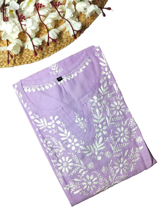 LAVENDER FINE SOFT COTTON LONG KURTA