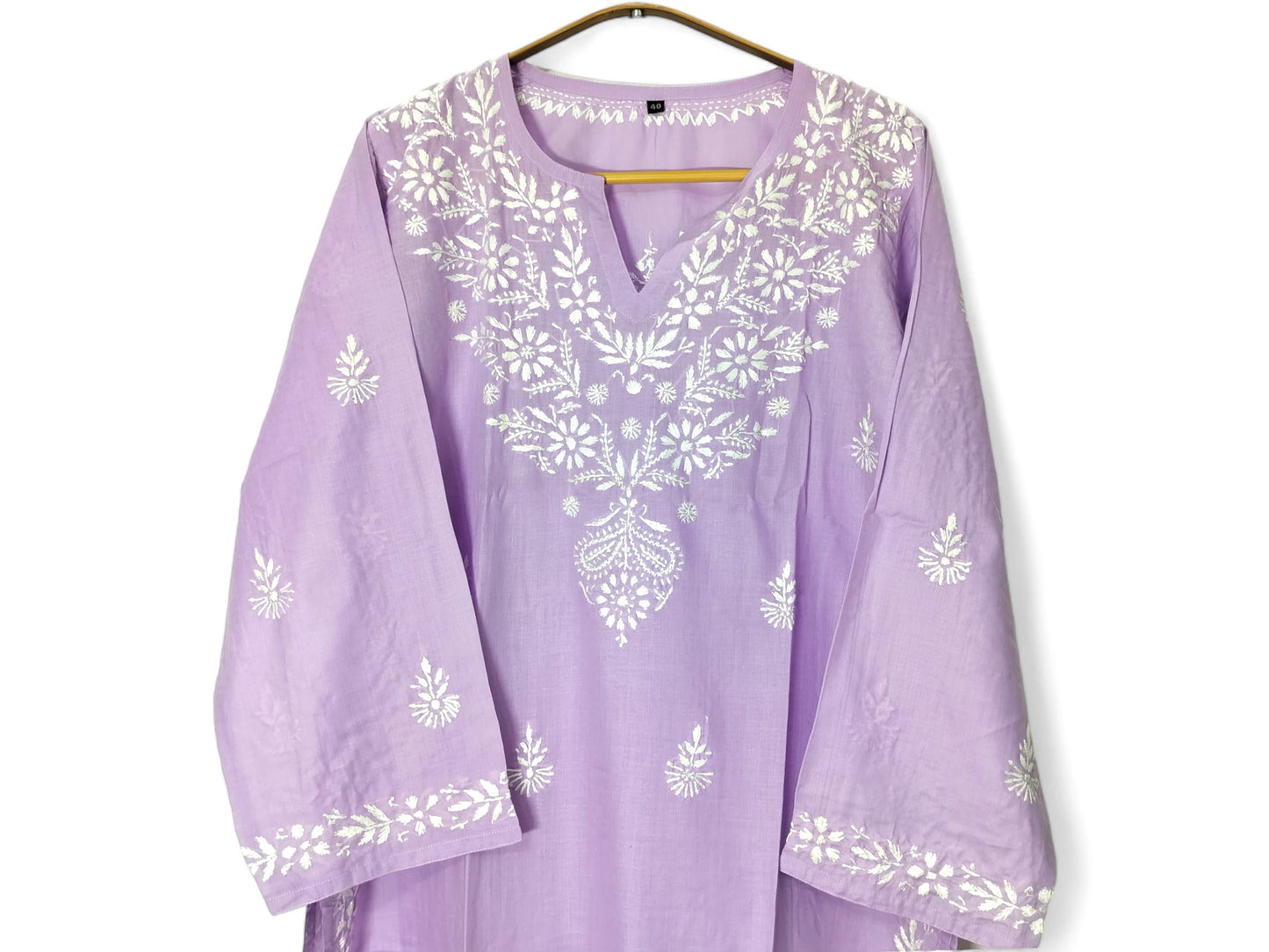 LAVENDER FINE SOFT COTTON LONG KURTA