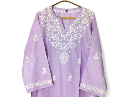 LAVENDER FINE SOFT COTTON LONG KURTA