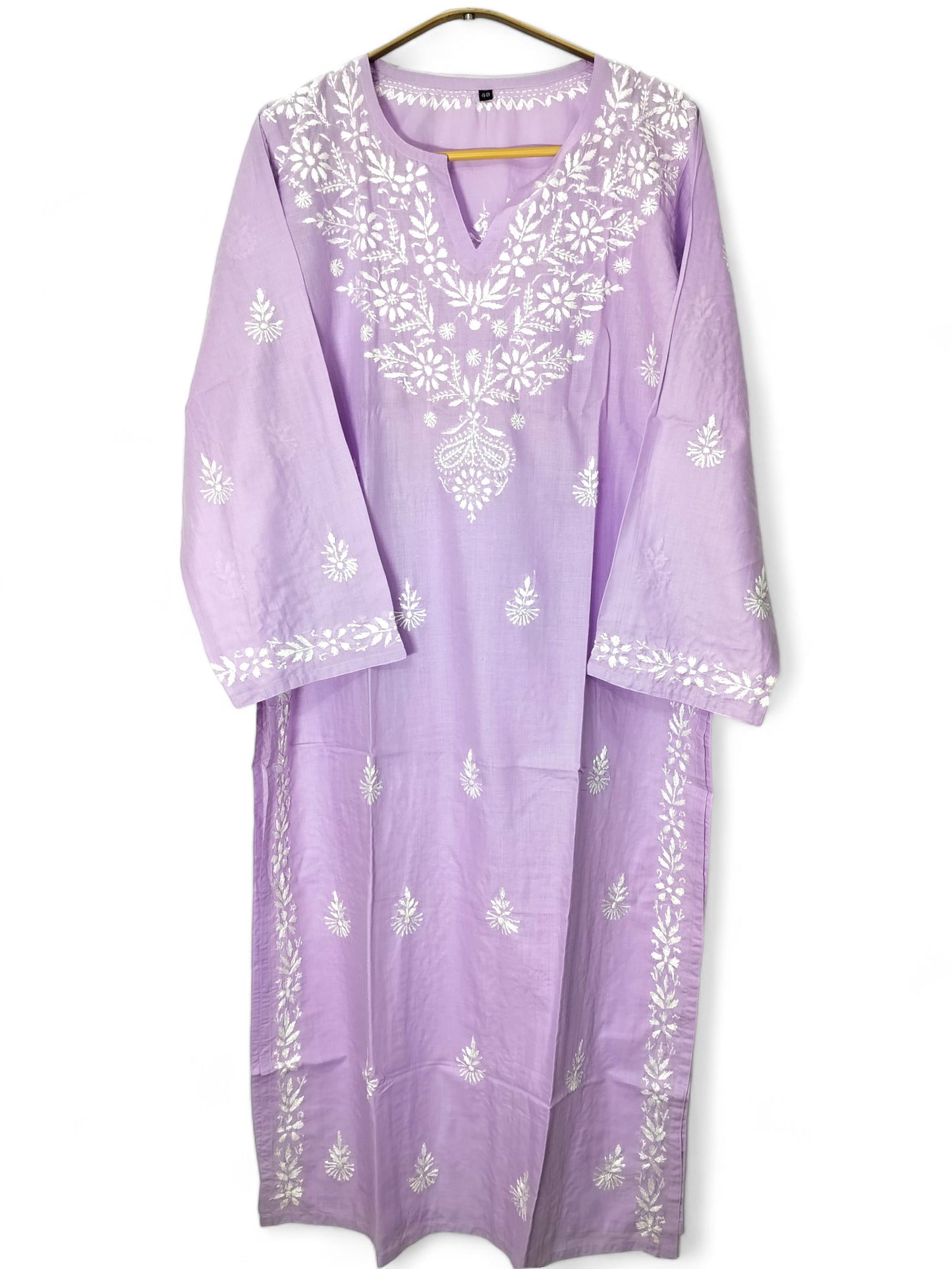 LAVENDER FINE SOFT COTTON LONG KURTA