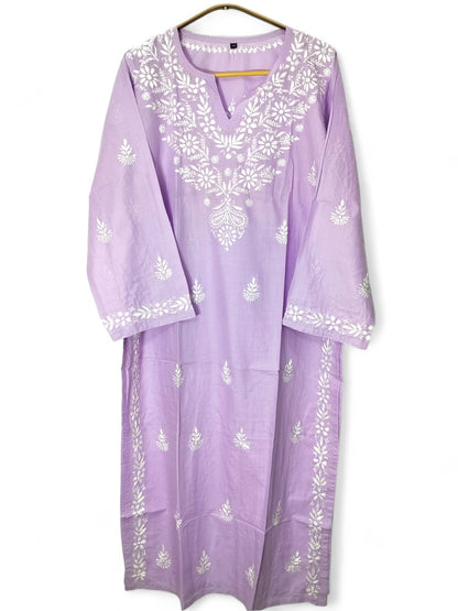 LAVENDER FINE SOFT COTTON LONG KURTA