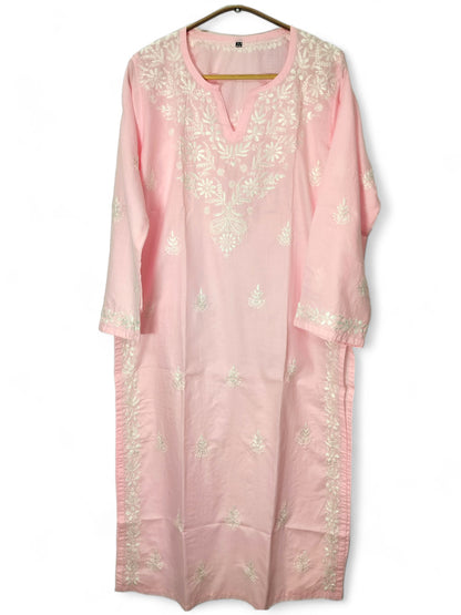 BABY PINK FINE SOFT COTTON LONG KURTA