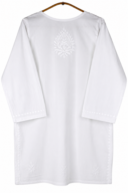 SUHANI WHITE COTTON SHORT KURTA