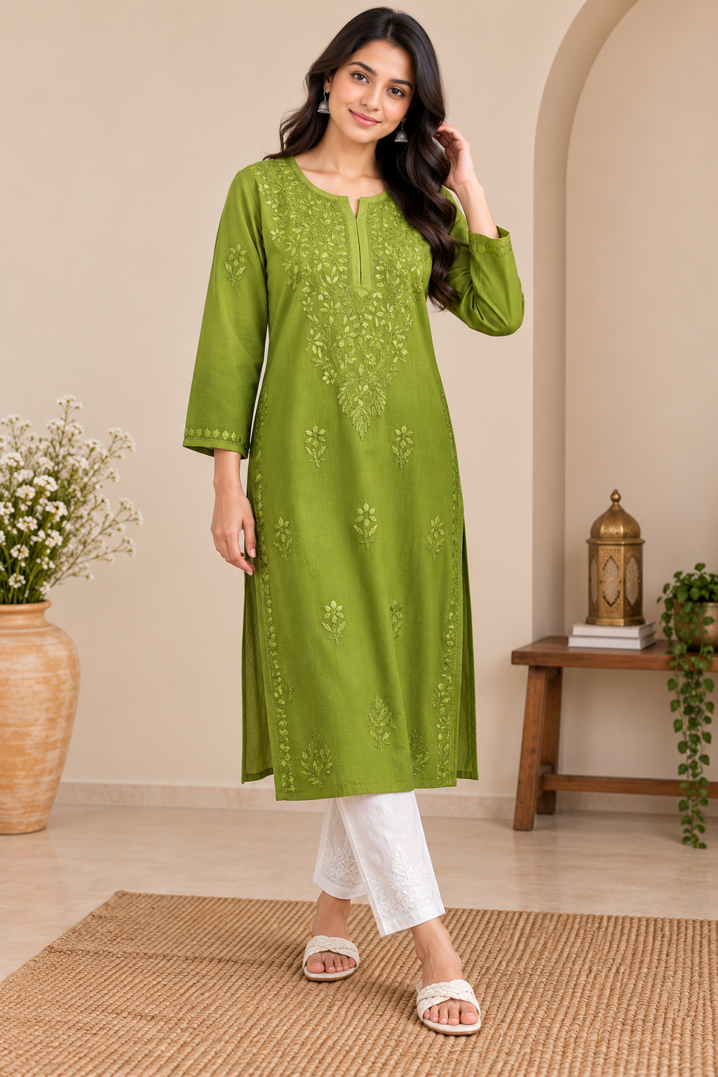 MEHER MEHNDI GREEN RAYON LONG KURTA