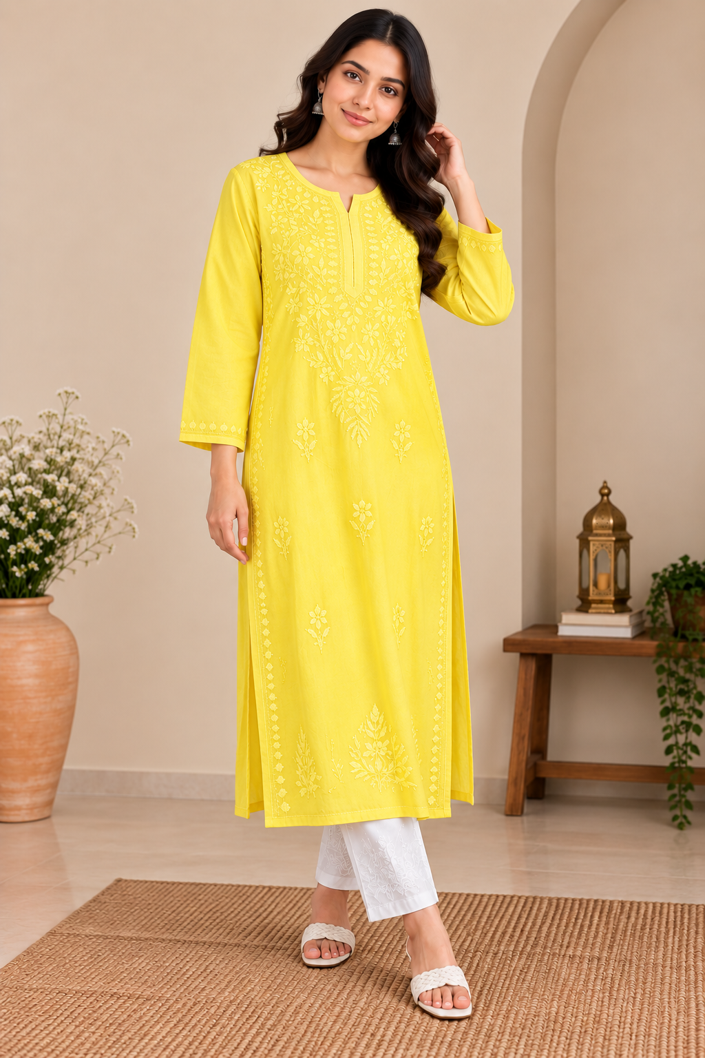 MEHER YELLOW RAYON LONG KURTA