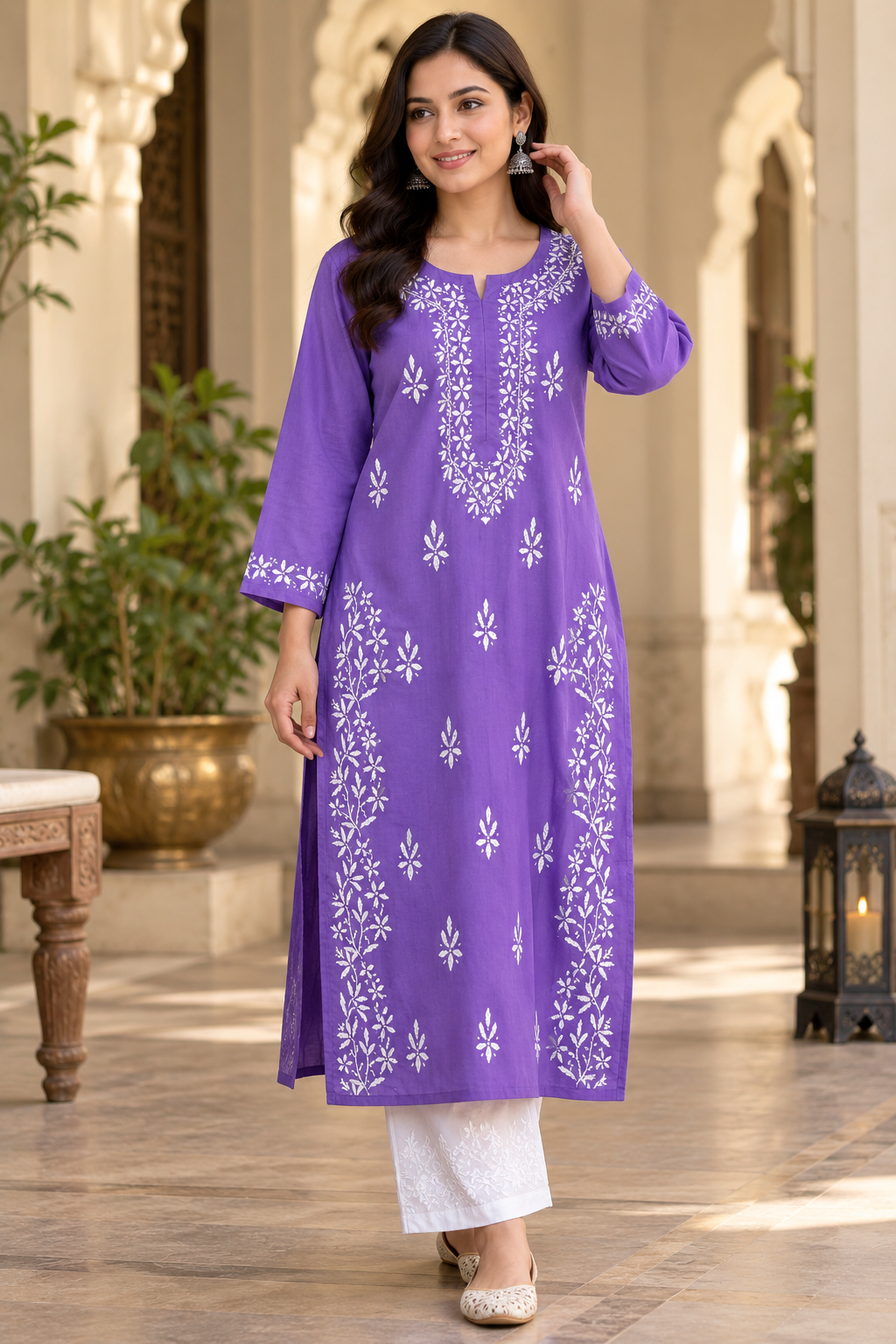 ZOYA LAVENDER COTTON LONG KURTA