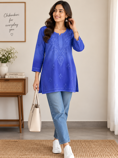 KIARA BLUE RAYON OMBRE SHADE SHORT KURTA