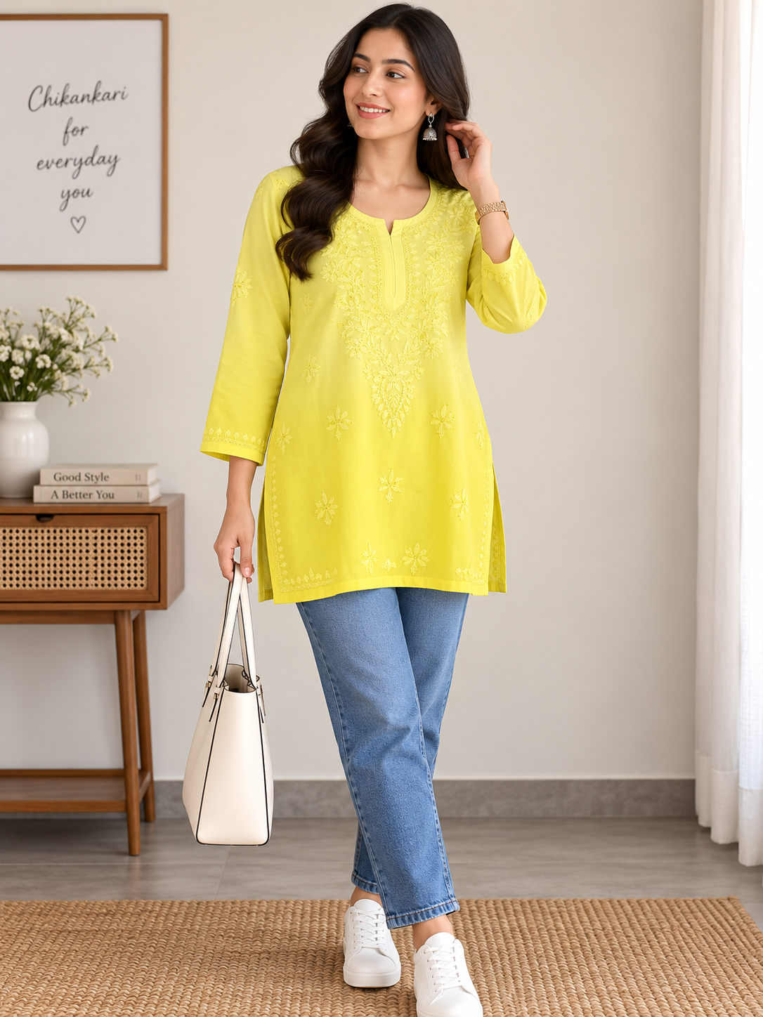 KIARA YELLOW RAYON OMBRE SHADE SHORT KURTA