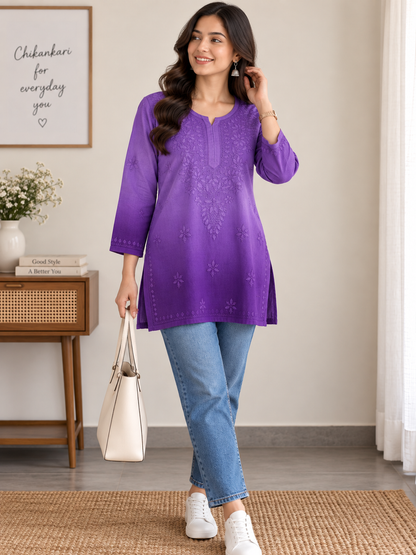 KIARA PURPLE RAYON OMBRE SHADE SHORT KURTA