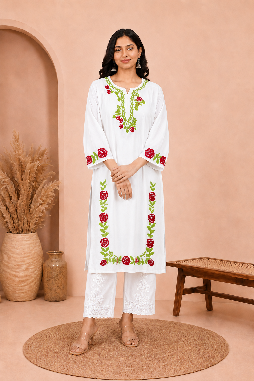NAGMA WHITE MODAL LONG KURTA