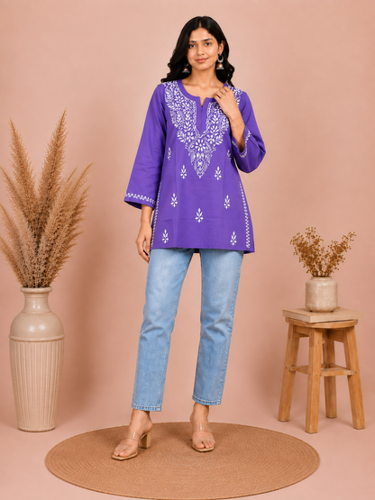 SUHANI LAVENDER COTTON SHORT KURTA