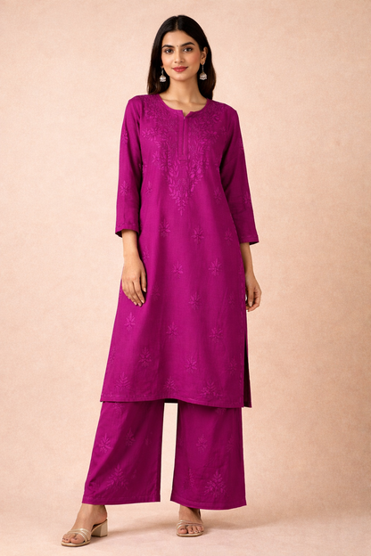 ROOH MAGENTA RAYON KURTA SET