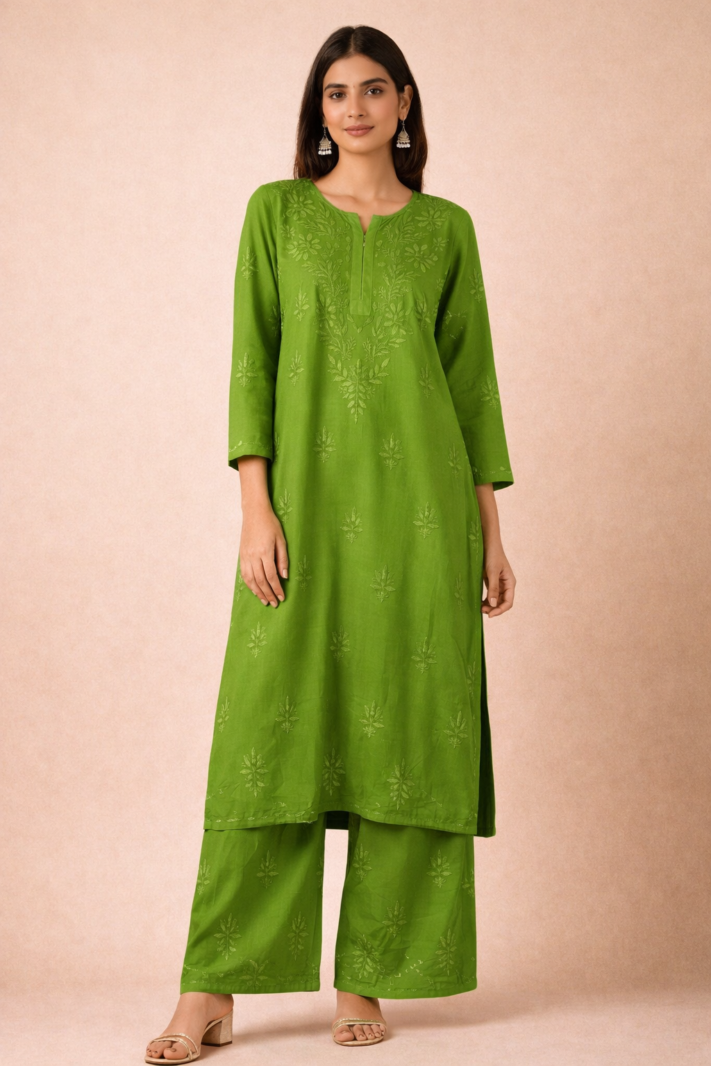 ROOH LEAF GREEN RAYON KURTA SET