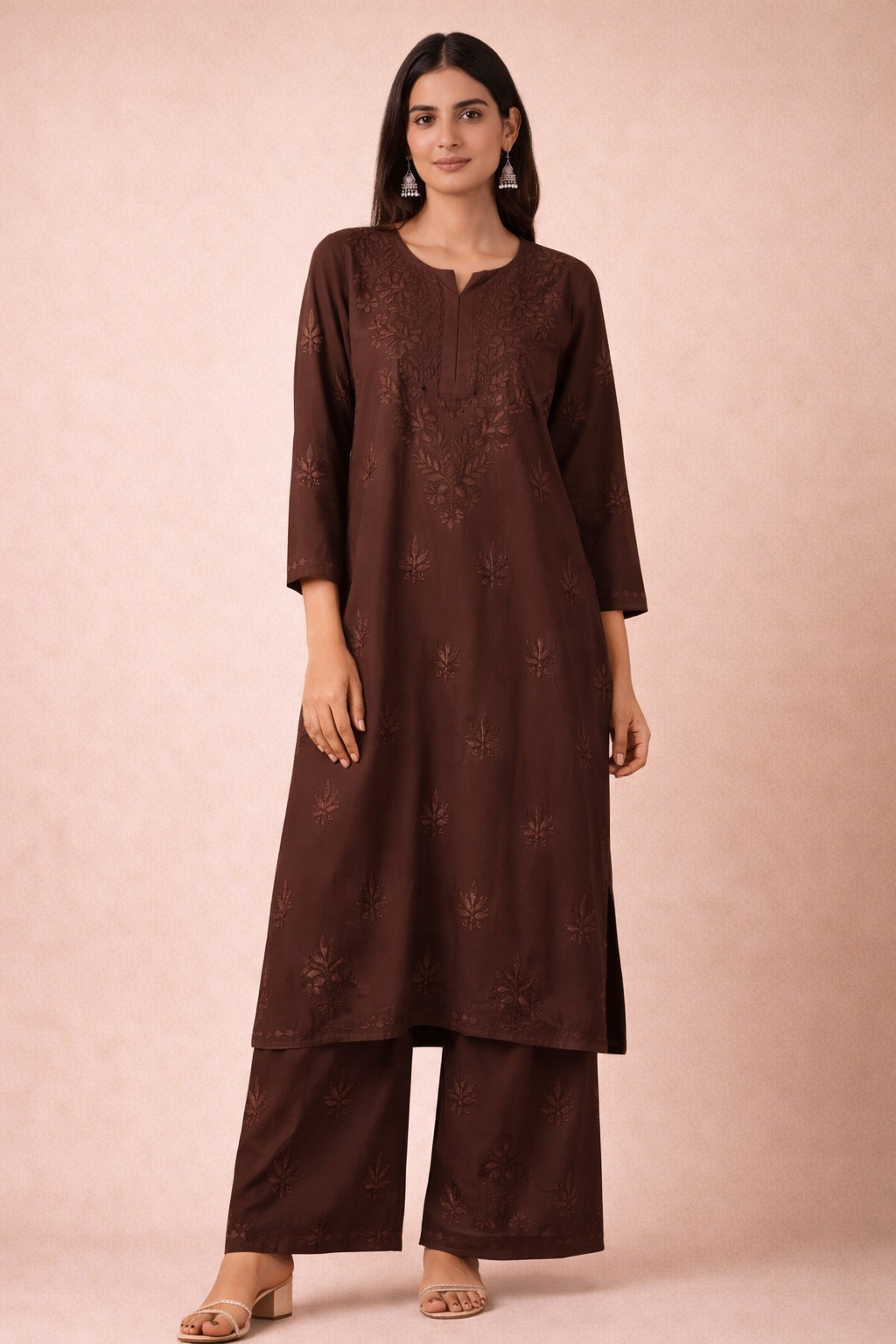 ROOH CHOCOLATE BROWN RAYON KURTA SET