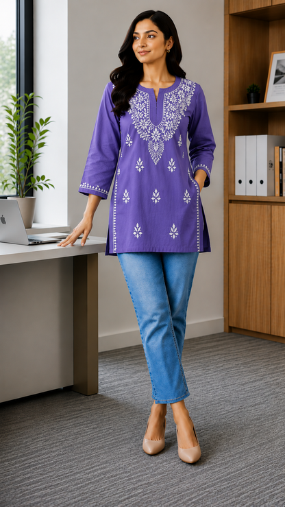 SUHANI LAVENDER COTTON SHORT KURTA