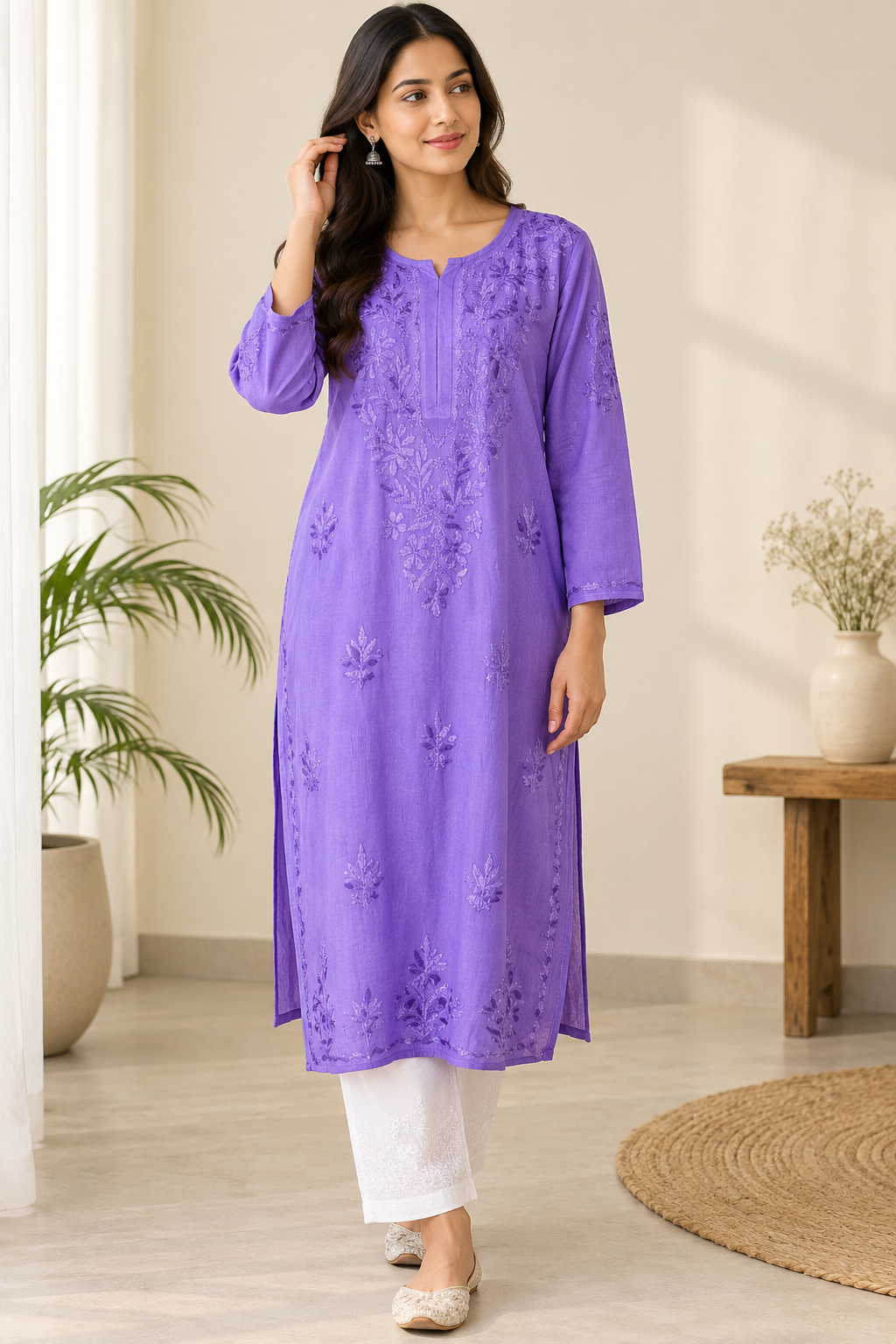MEHER PURPLE RAYON LONG KURTA