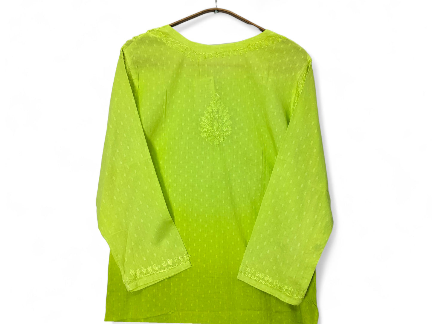 GREEN DOBBY COTTON DUAL SHADE LONG KURTA