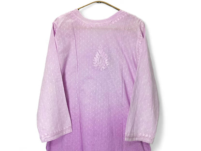 PURPLE DOBBY COTTON DUAL SHADE LONG KURTA