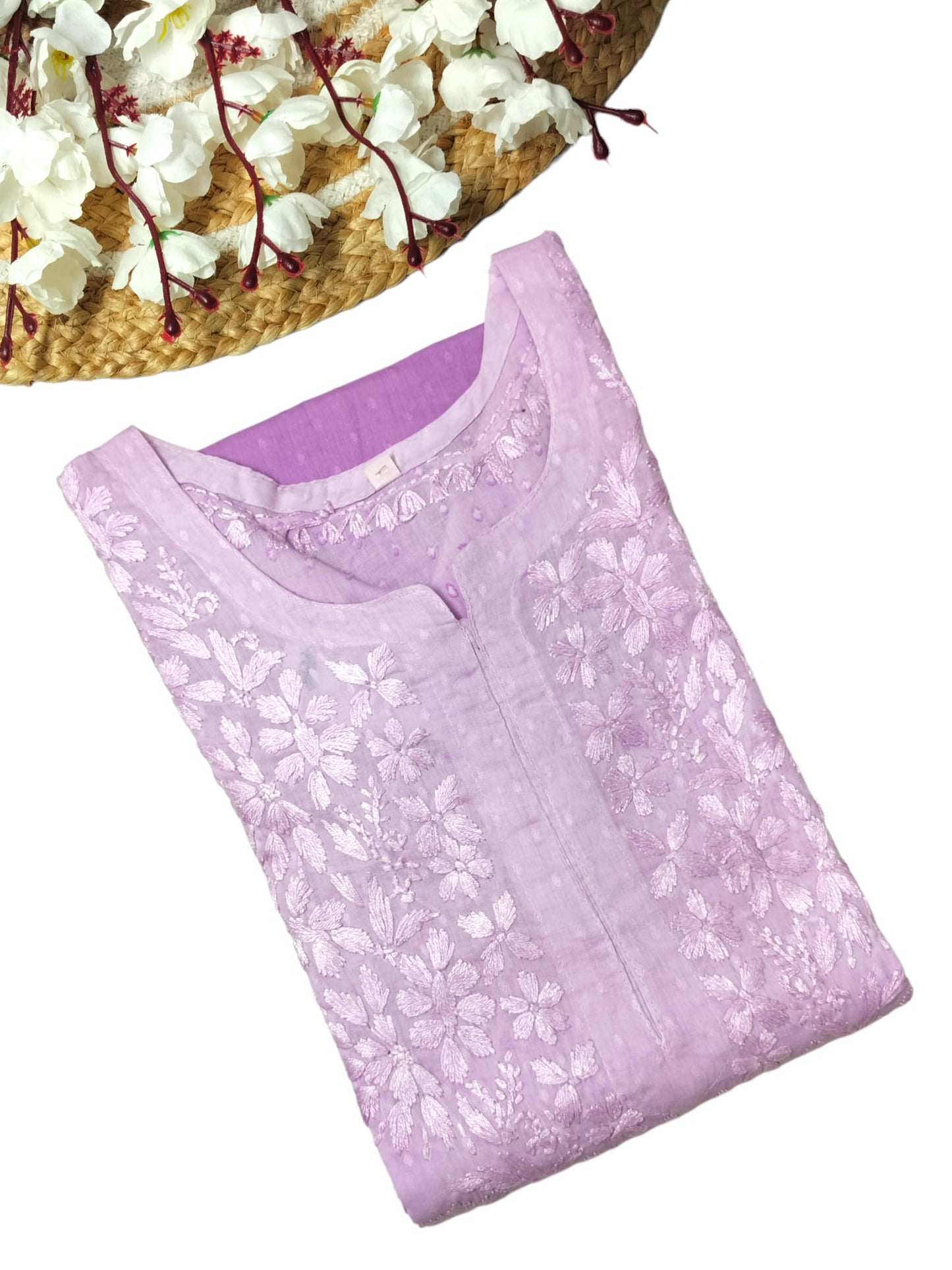 PURPLE DOBBY COTTON DUAL SHADE LONG KURTA