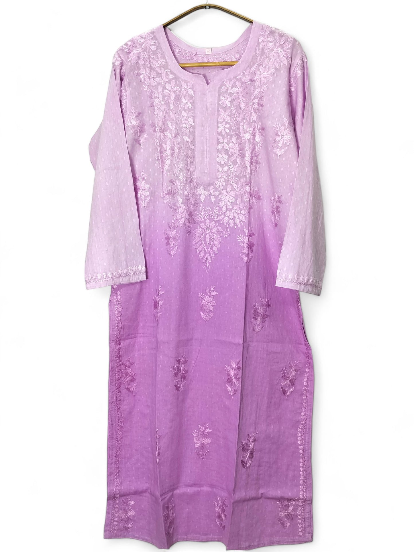 PURPLE DOBBY COTTON DUAL SHADE LONG KURTA